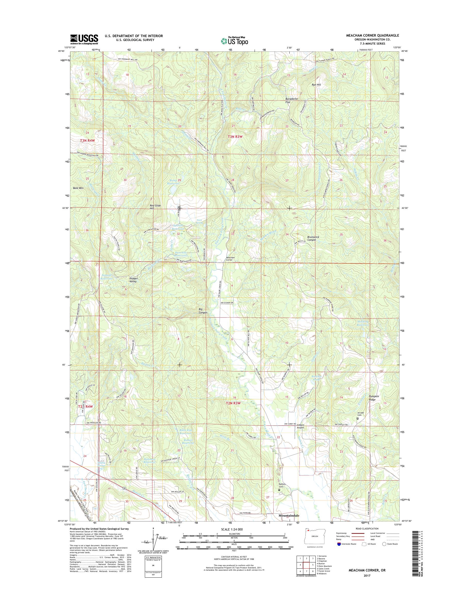 MyTopo Meacham Corner, Oregon USGS Quad Topo Map