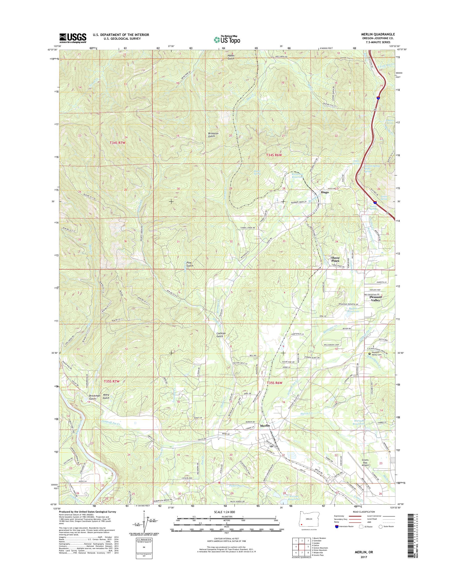 MyTopo Merlin, Oregon USGS Quad Topo Map