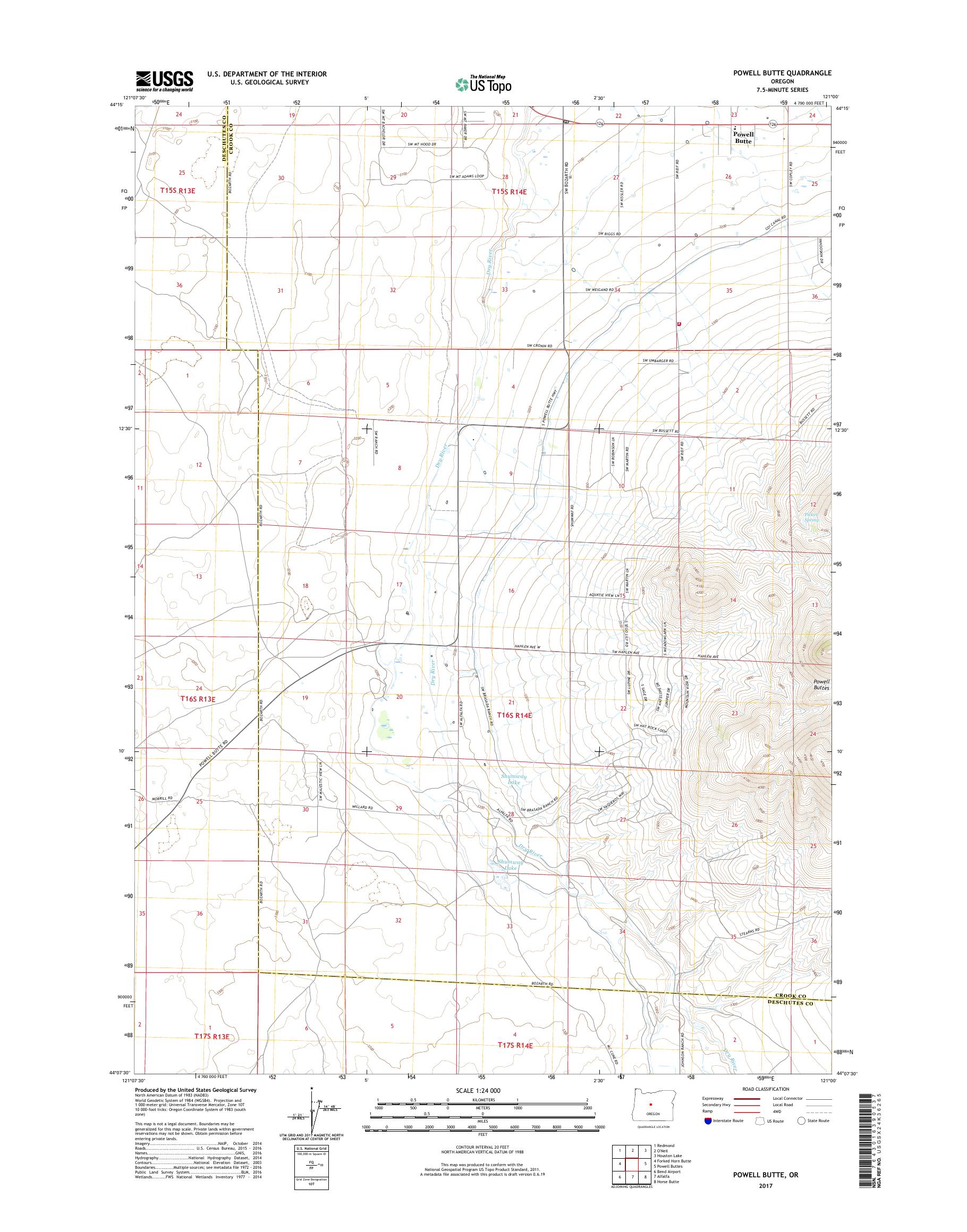 MyTopo Powell Butte, Oregon USGS Quad Topo Map