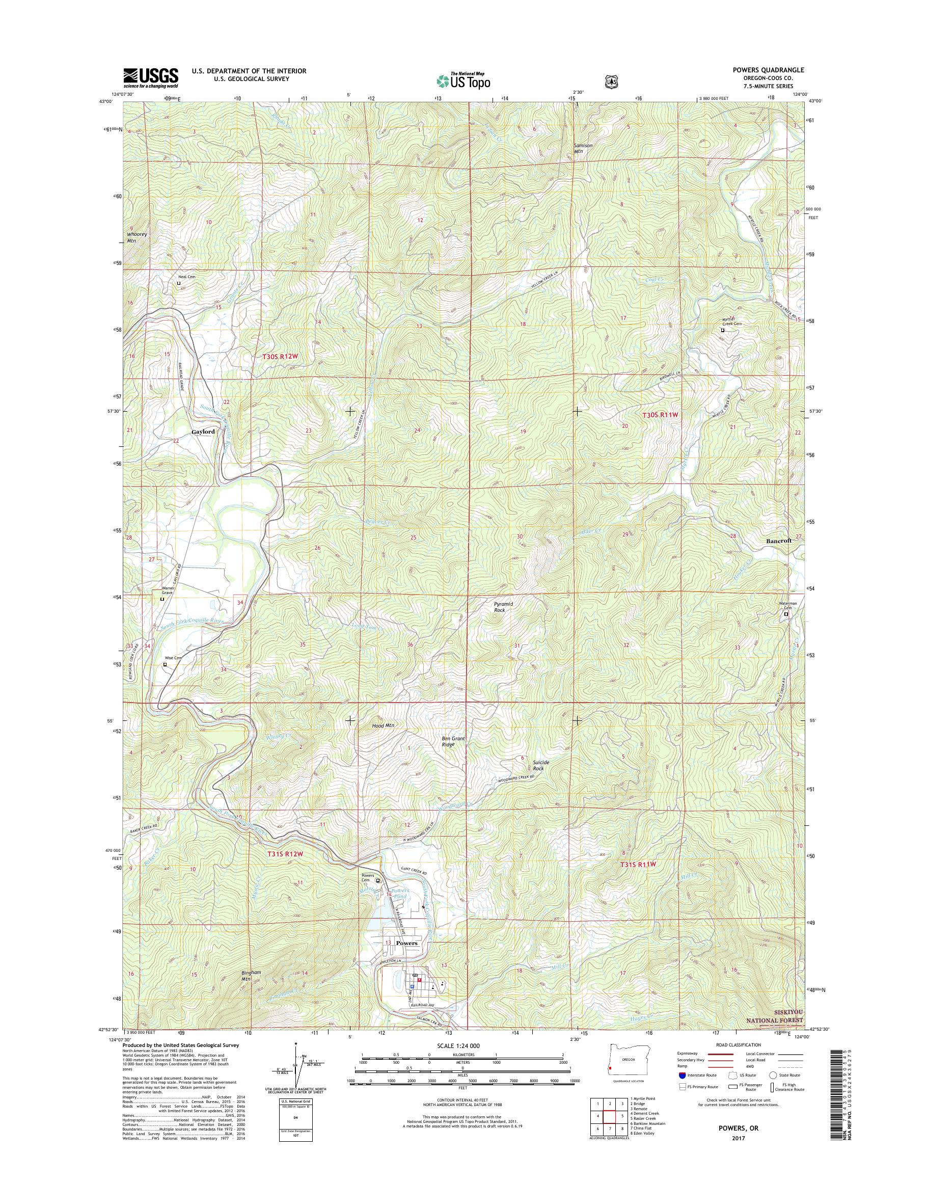 MyTopo Powers, Oregon USGS Quad Topo Map