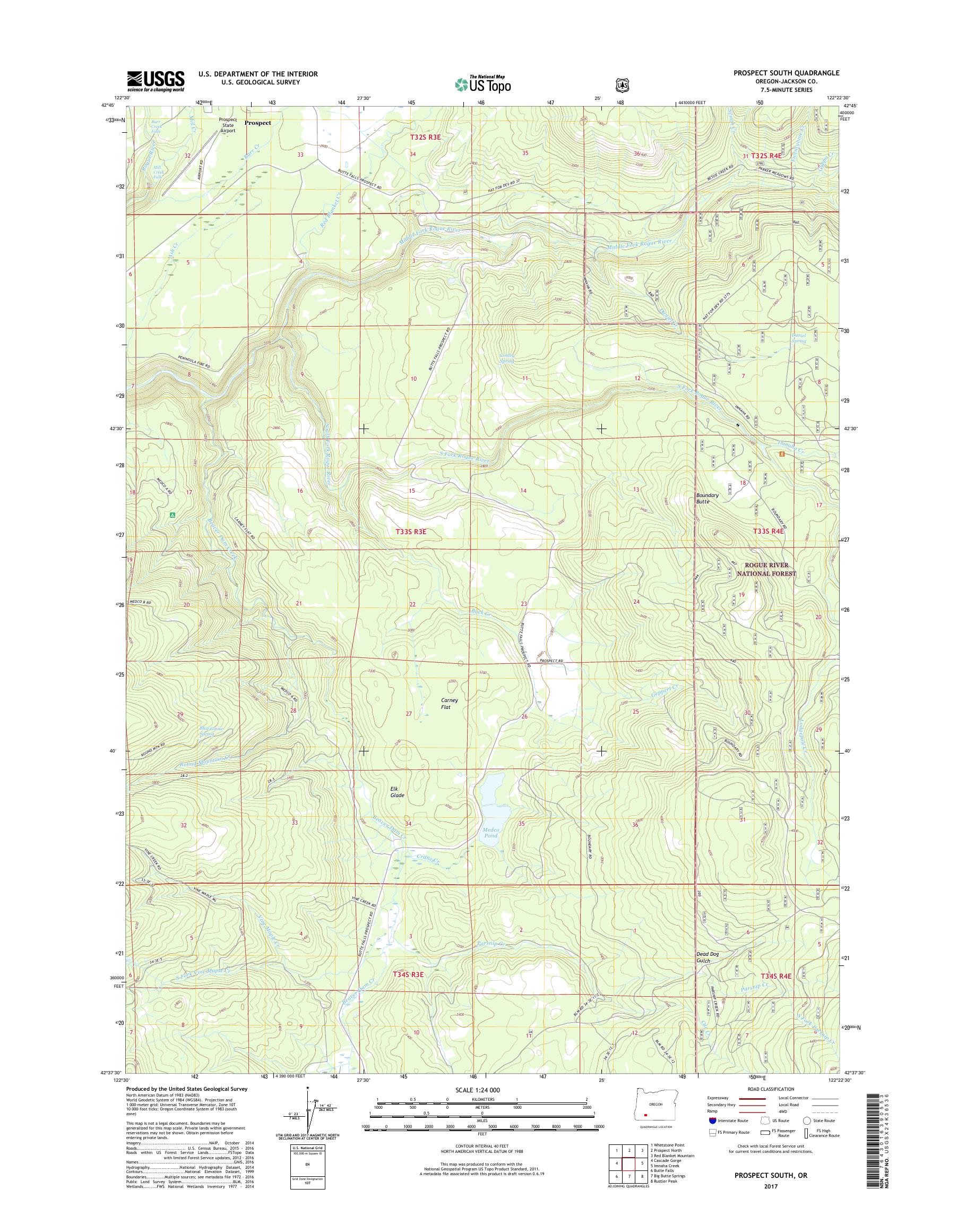 MyTopo Prospect South, Oregon USGS Quad Topo Map