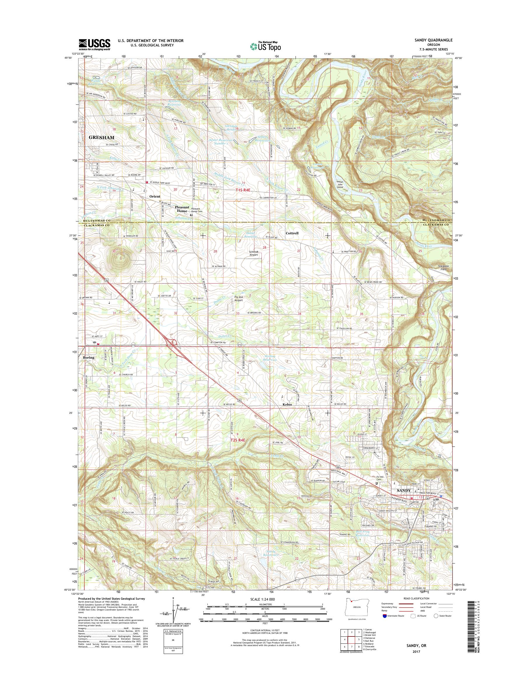 MyTopo Sandy, Oregon USGS Quad Topo Map