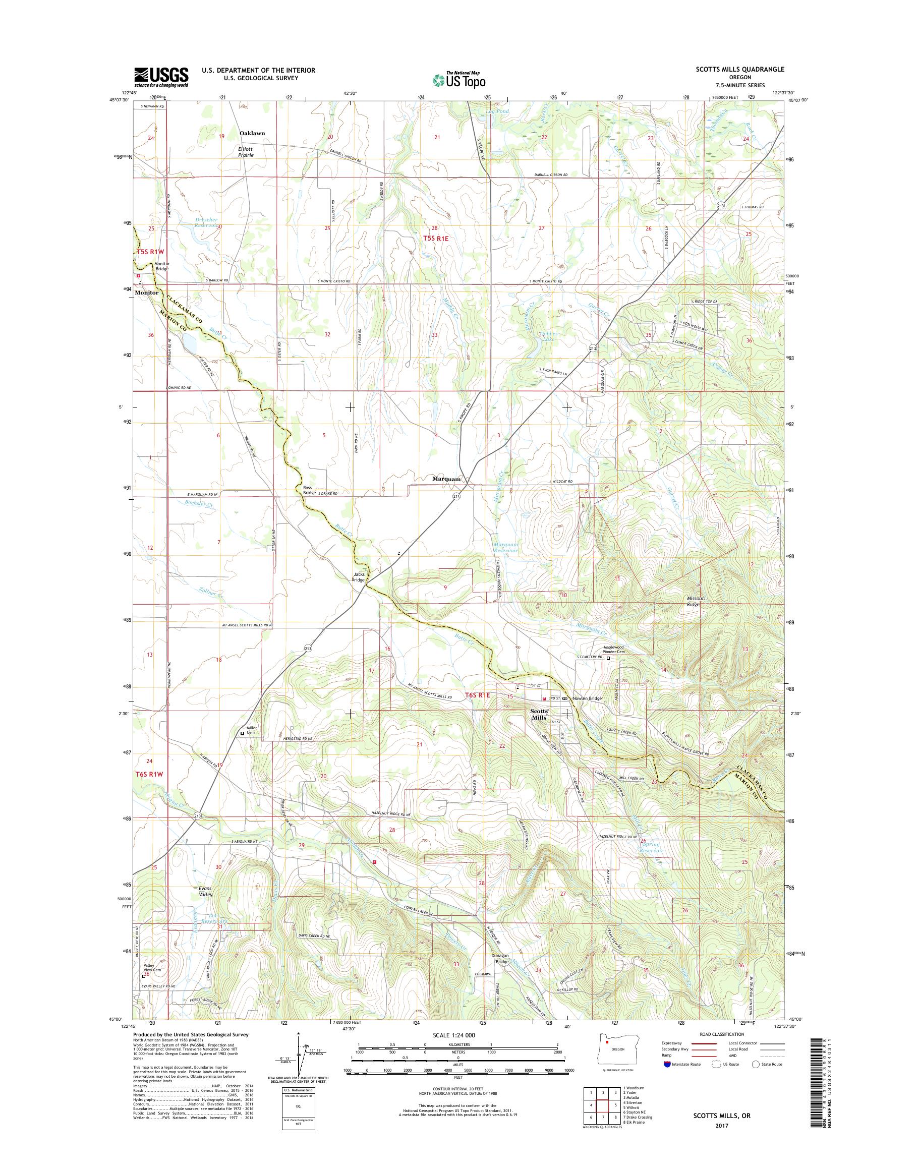 MyTopo Scotts Mills, Oregon USGS Quad Topo Map