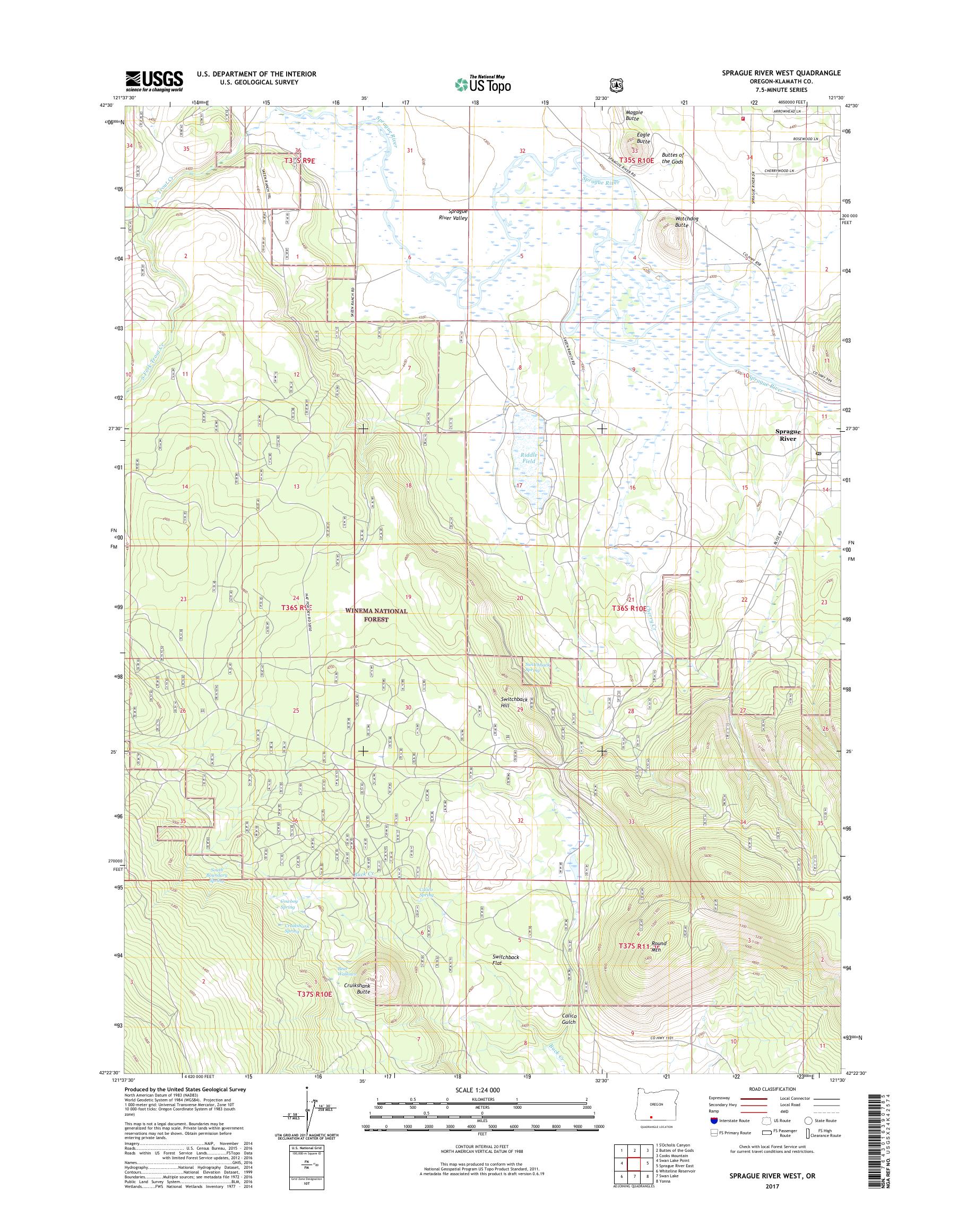 MyTopo Sprague River West, Oregon USGS Quad Topo Map