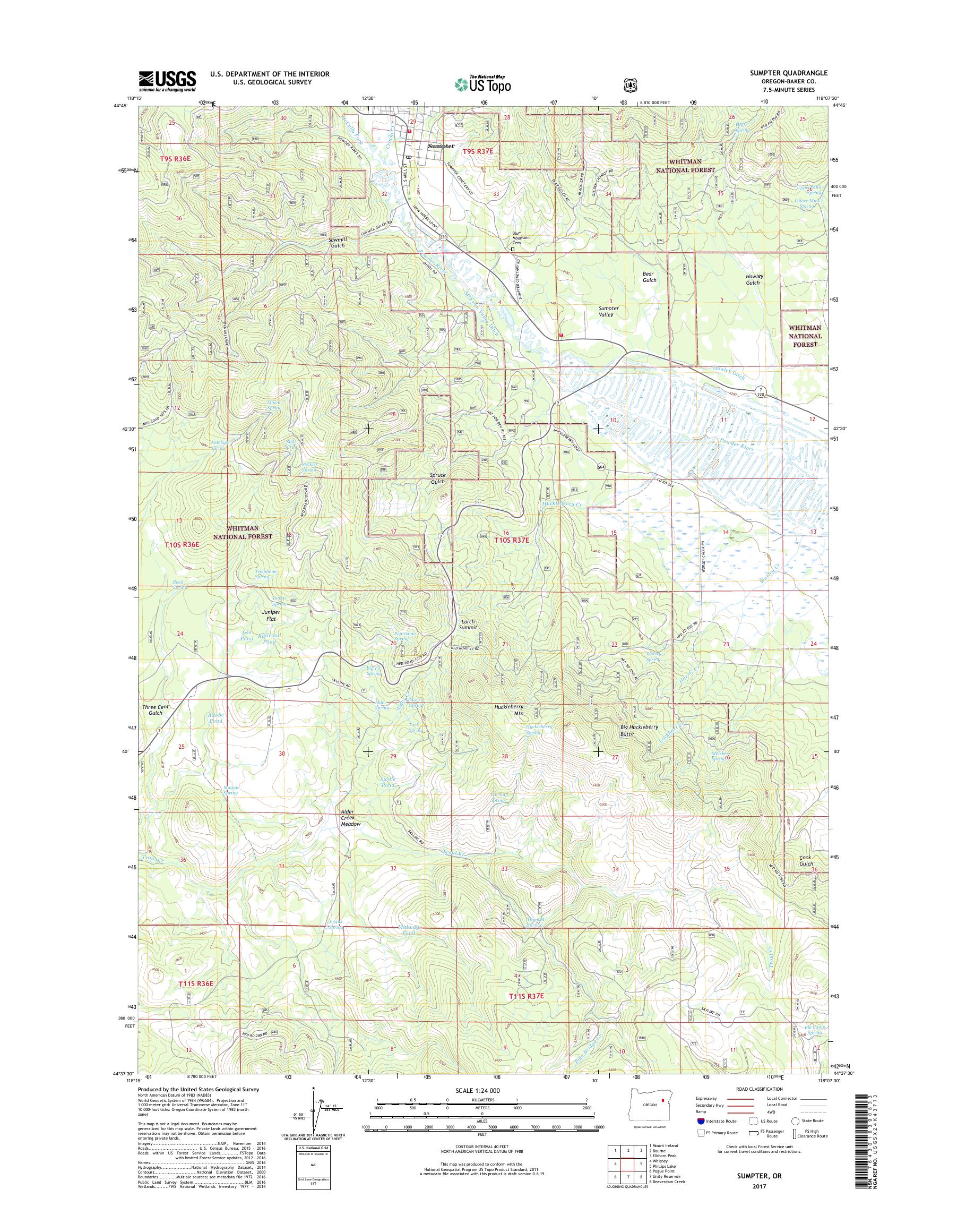 MyTopo Sumpter, Oregon USGS Quad Topo Map
