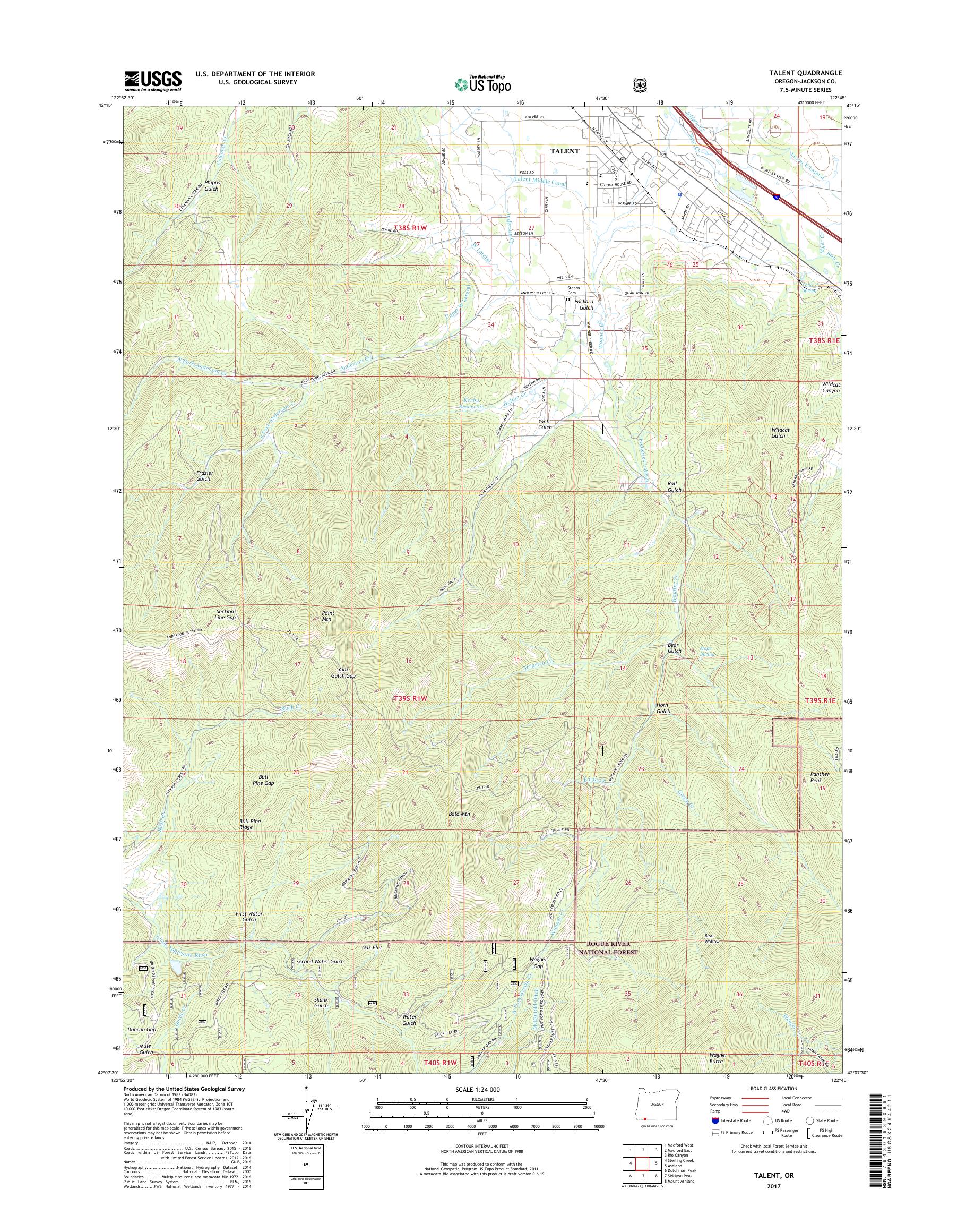 MyTopo Talent, Oregon USGS Quad Topo Map