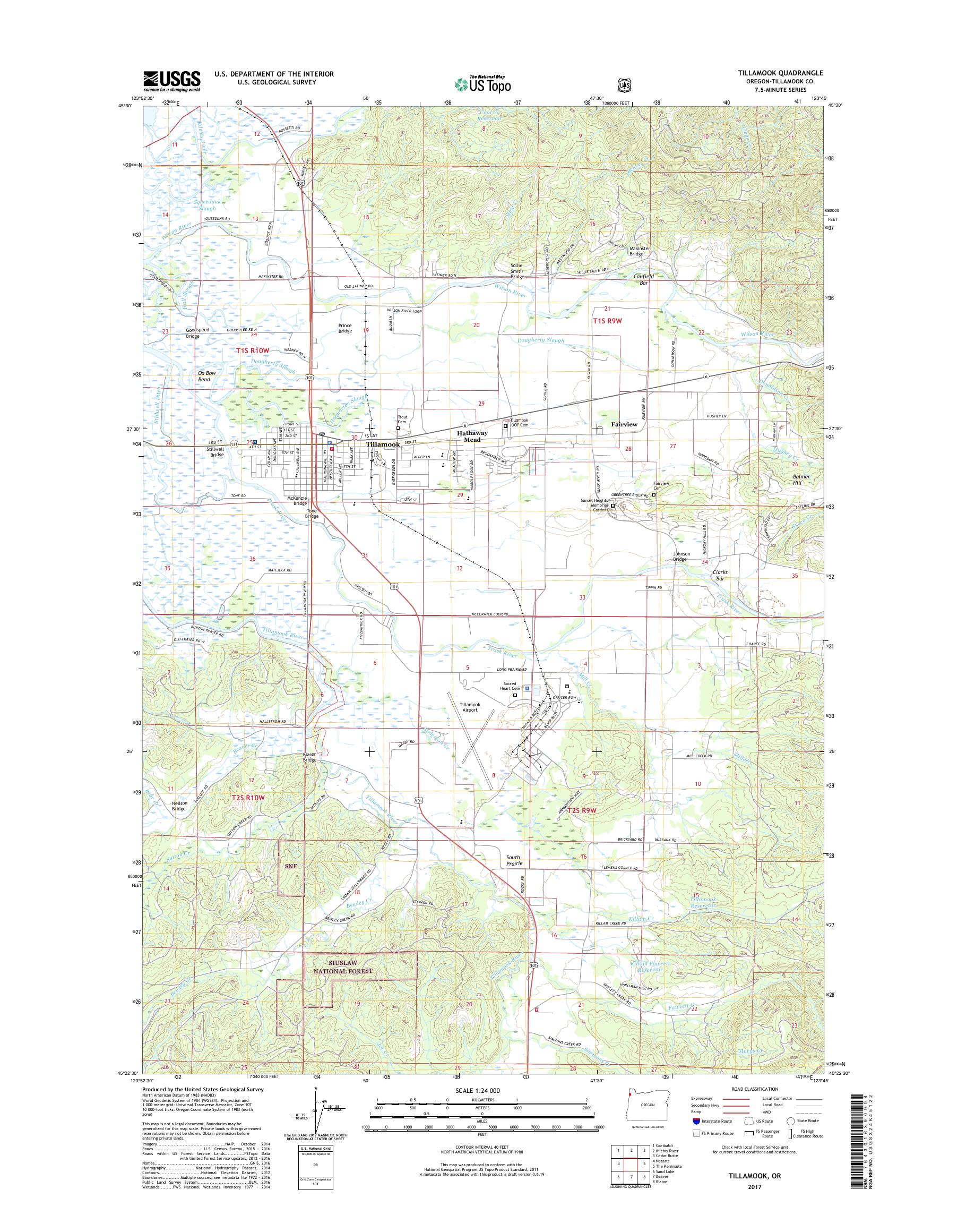MyTopo Tillamook, Oregon USGS Quad Topo Map