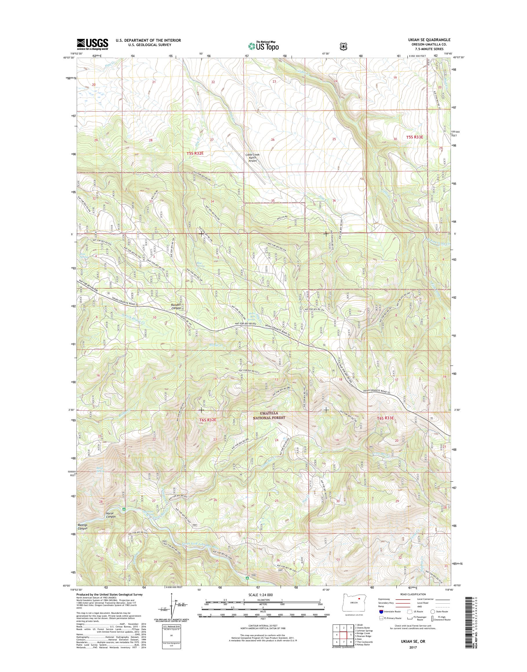 MyTopo Ukiah SE, Oregon USGS Quad Topo Map