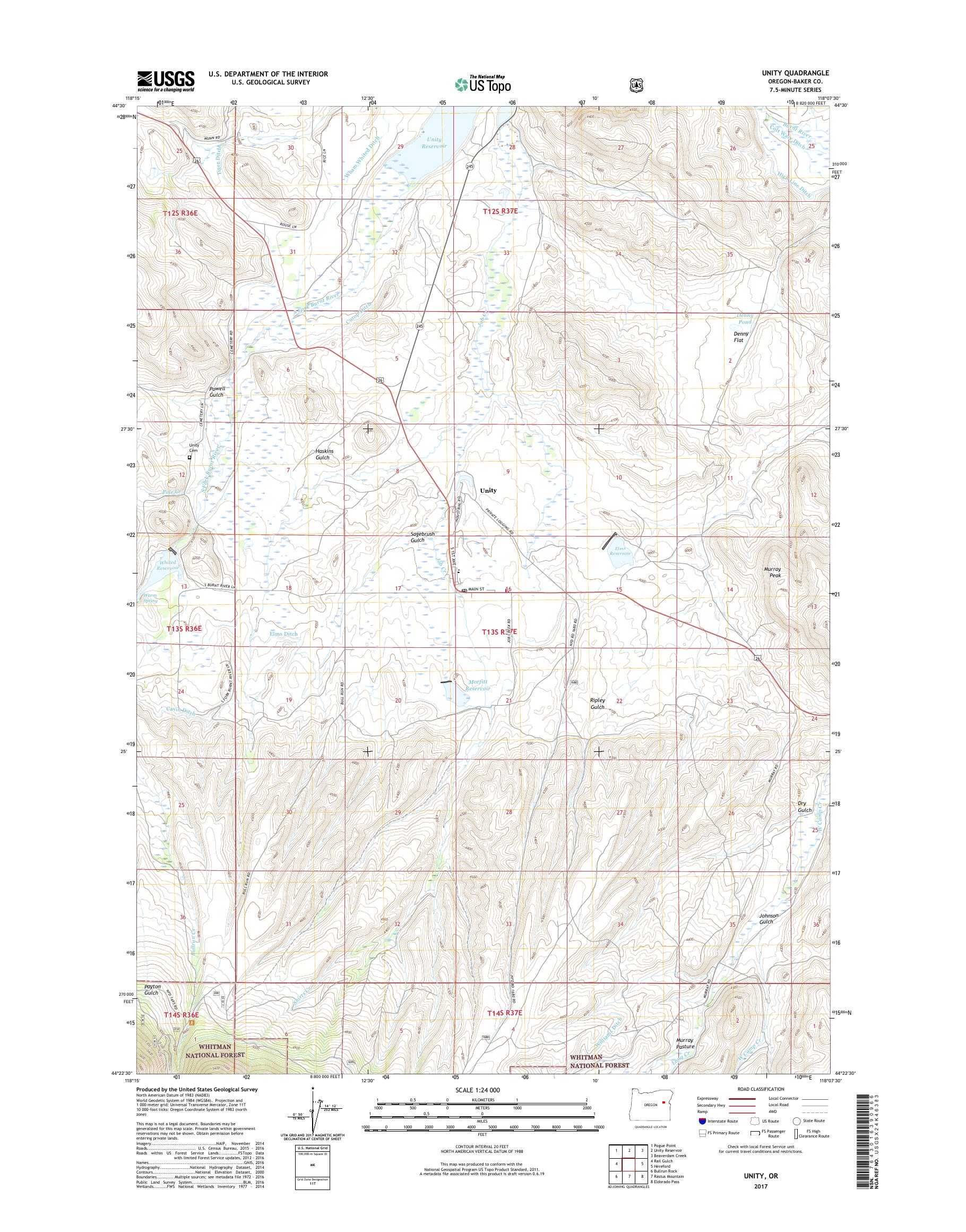 MyTopo Unity Oregon USGS Quad - OR Unity 20170328 TM Geo 