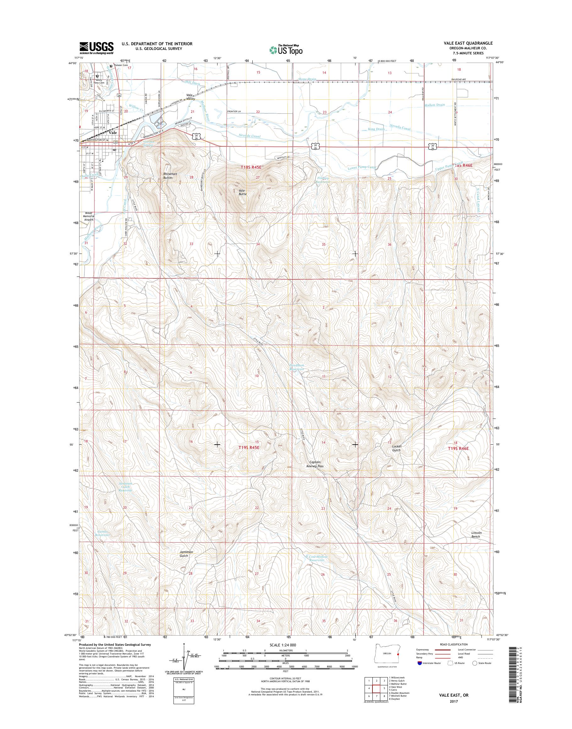 MyTopo Vale East, Oregon USGS Quad Topo Map