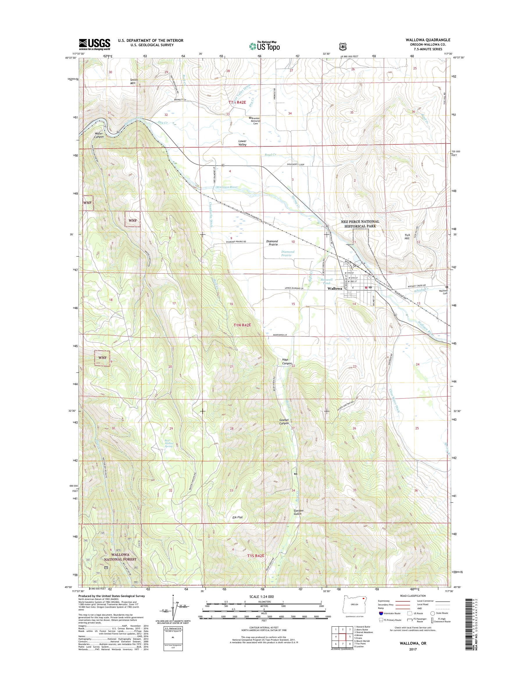 MyTopo Wallowa, Oregon USGS Quad Topo Map