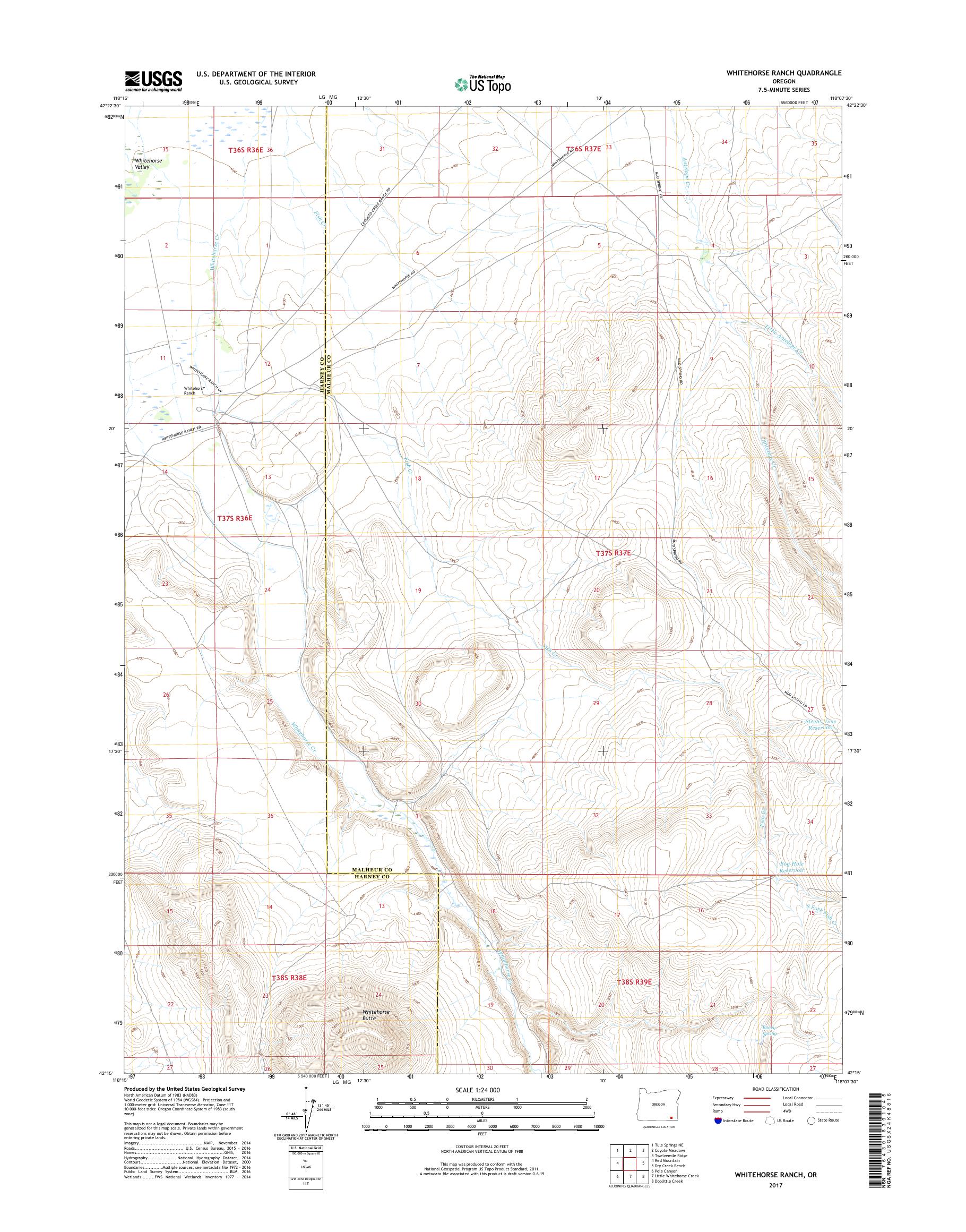 MyTopo Whitehorse Ranch, Oregon USGS Quad Topo Map