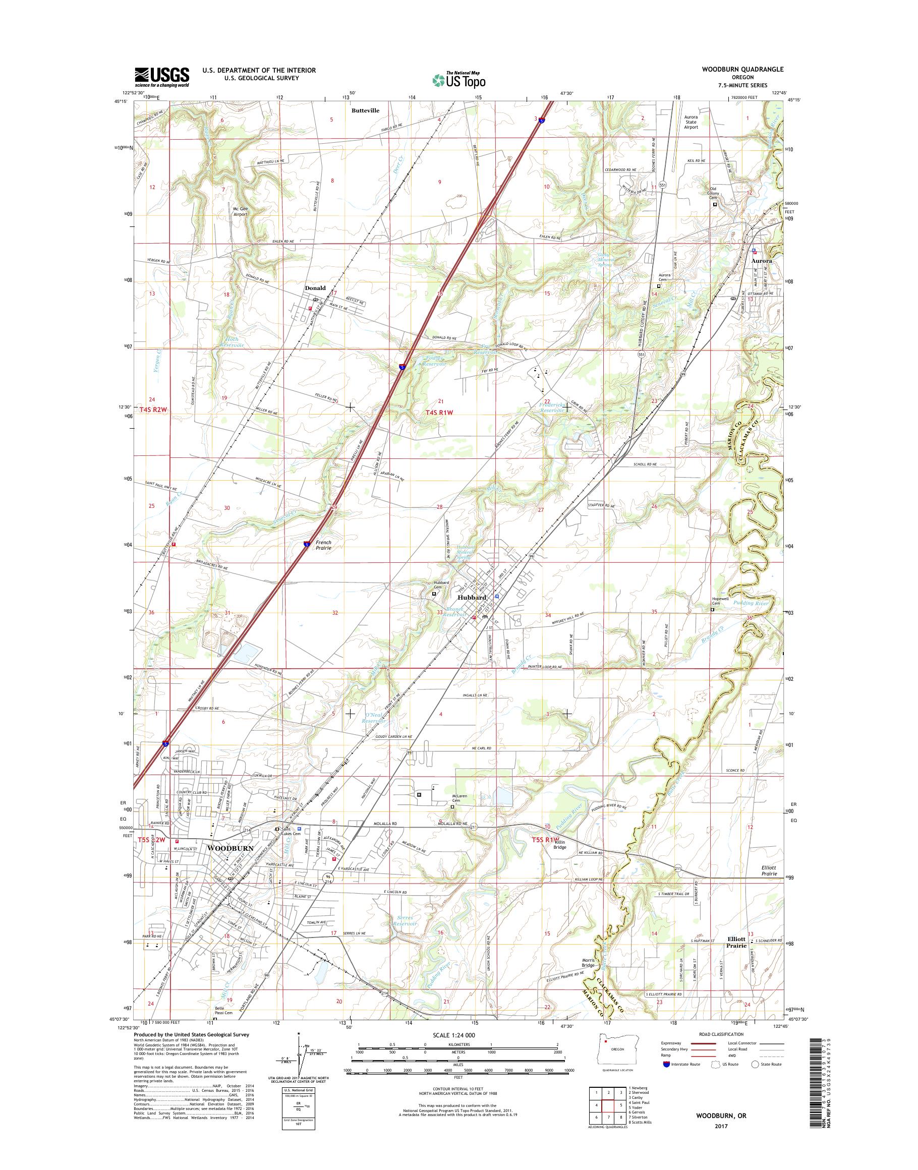 MyTopo Woodburn, Oregon USGS Quad Topo Map