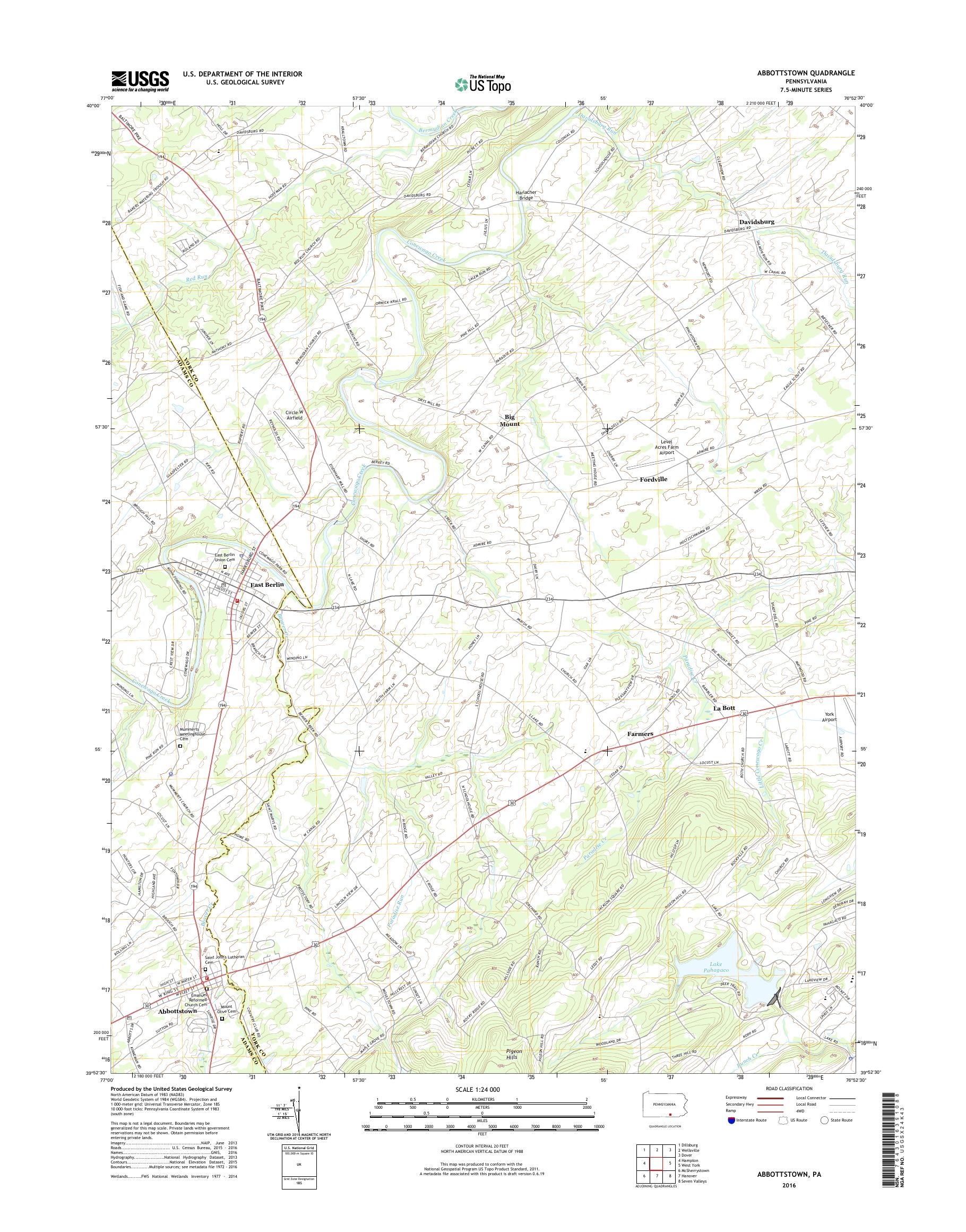 MyTopo Abbottstown, Pennsylvania USGS Quad Topo Map
