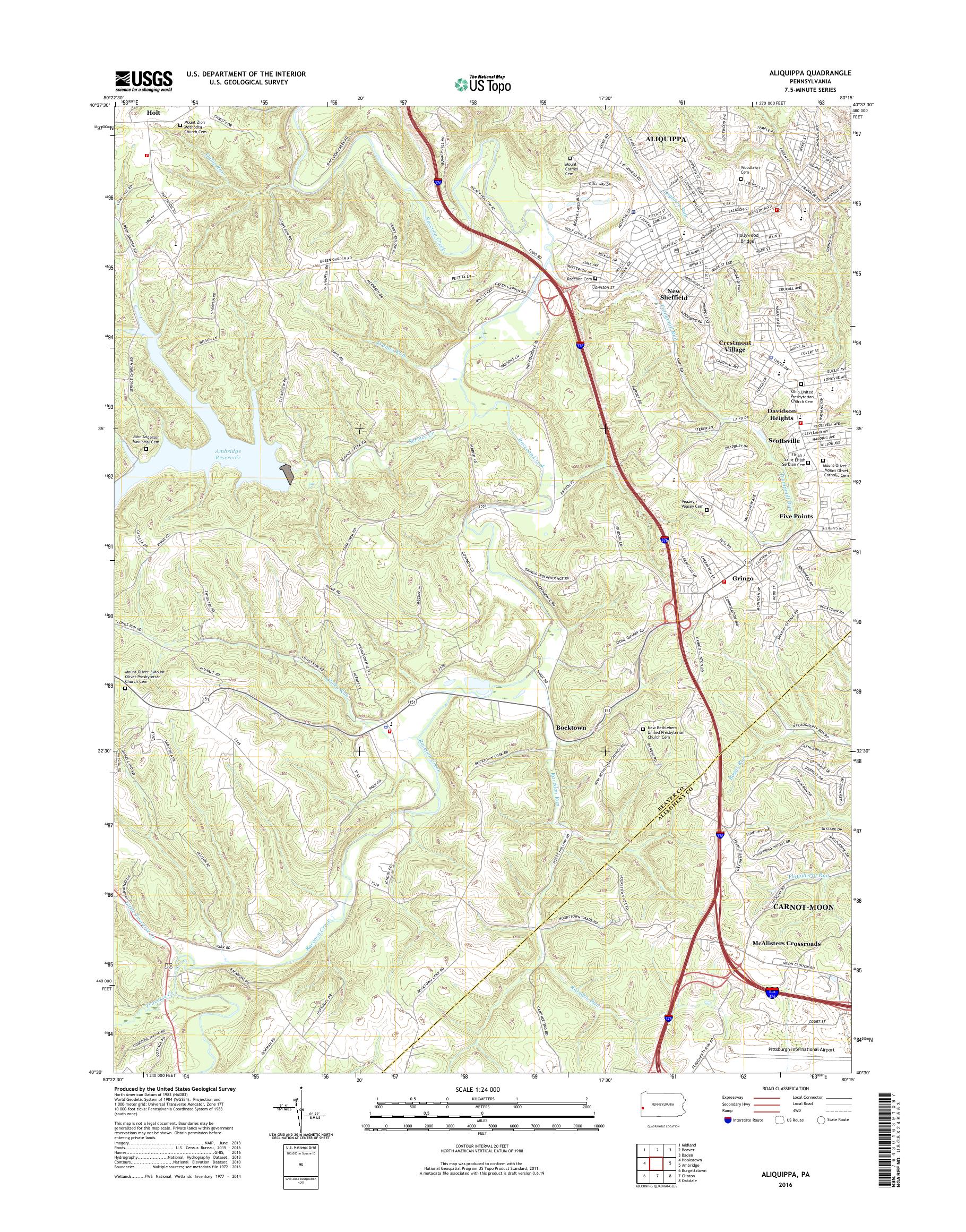 MyTopo Aliquippa, Pennsylvania USGS Quad Topo Map