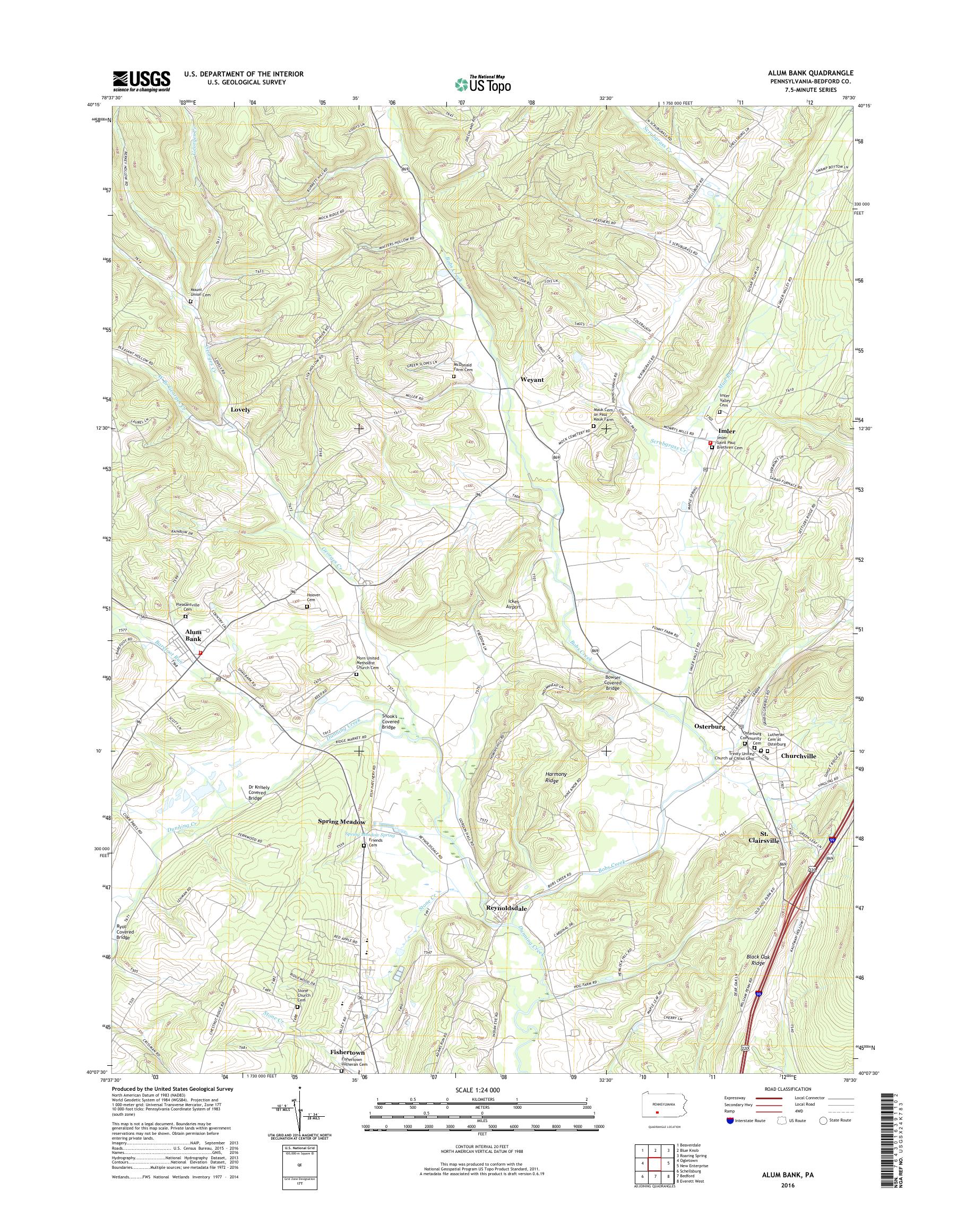 MyTopo Alum Bank, Pennsylvania USGS Quad Topo Map