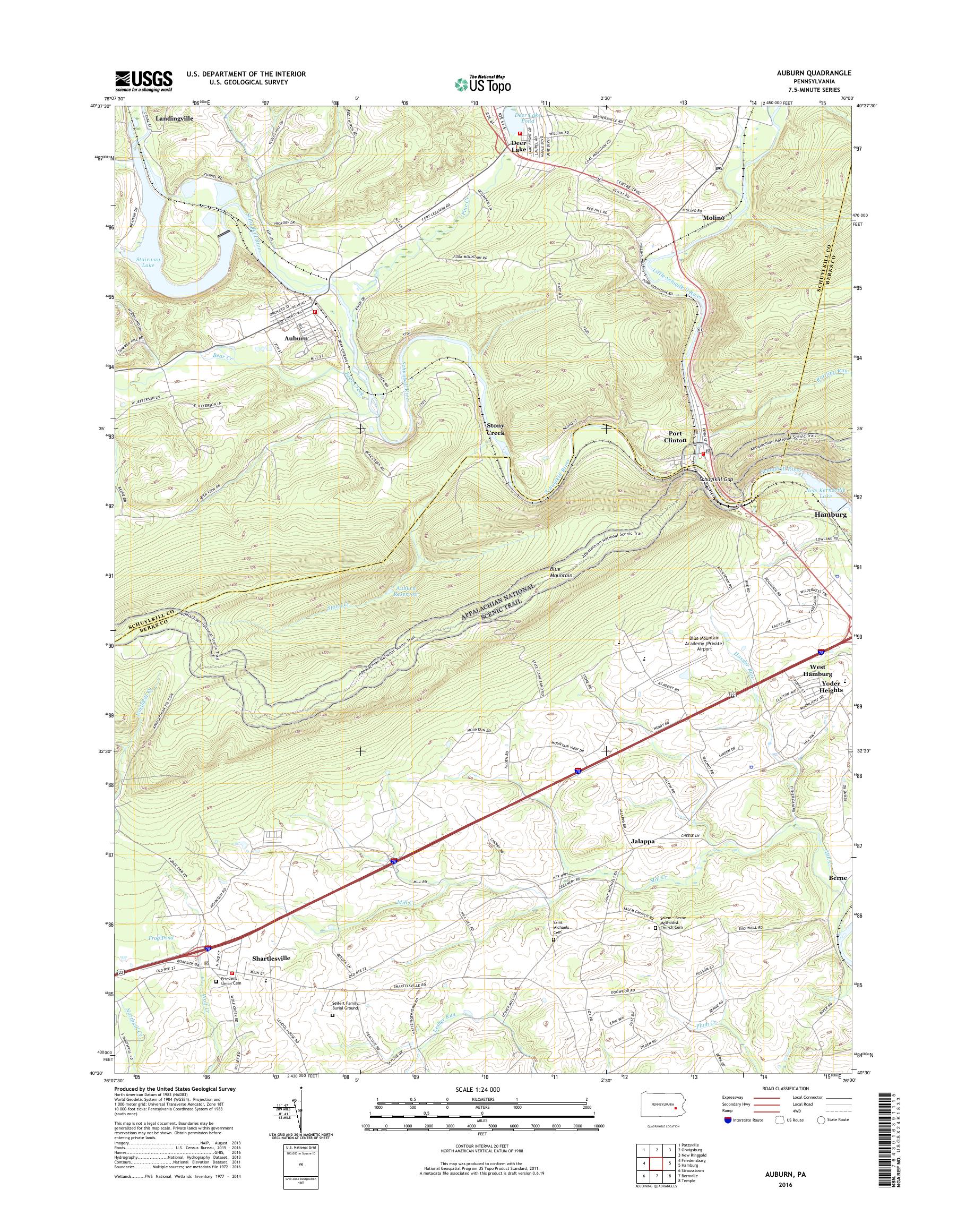 MyTopo Auburn, Pennsylvania USGS Quad Topo Map