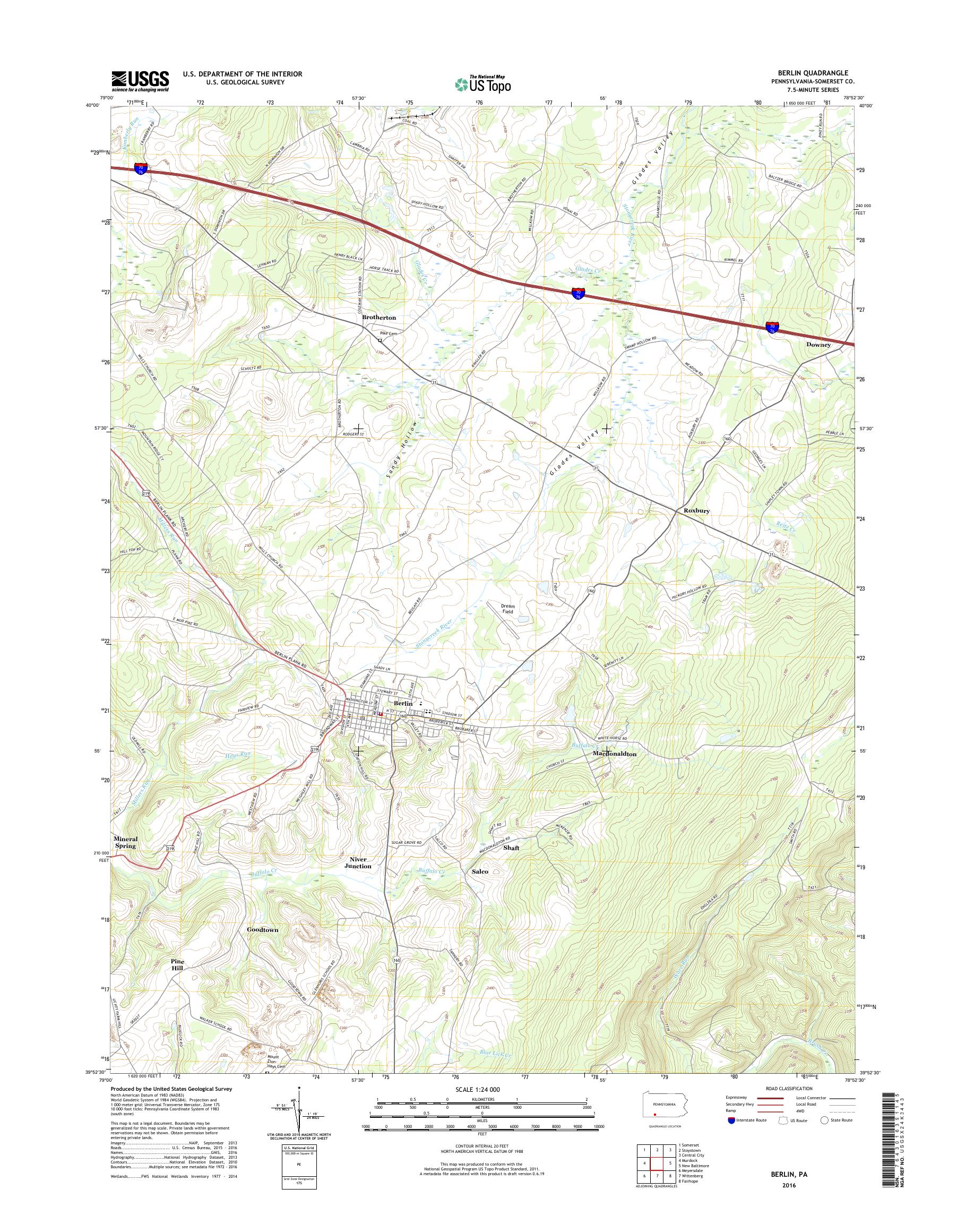 MyTopo Berlin, Pennsylvania USGS Quad Topo Map