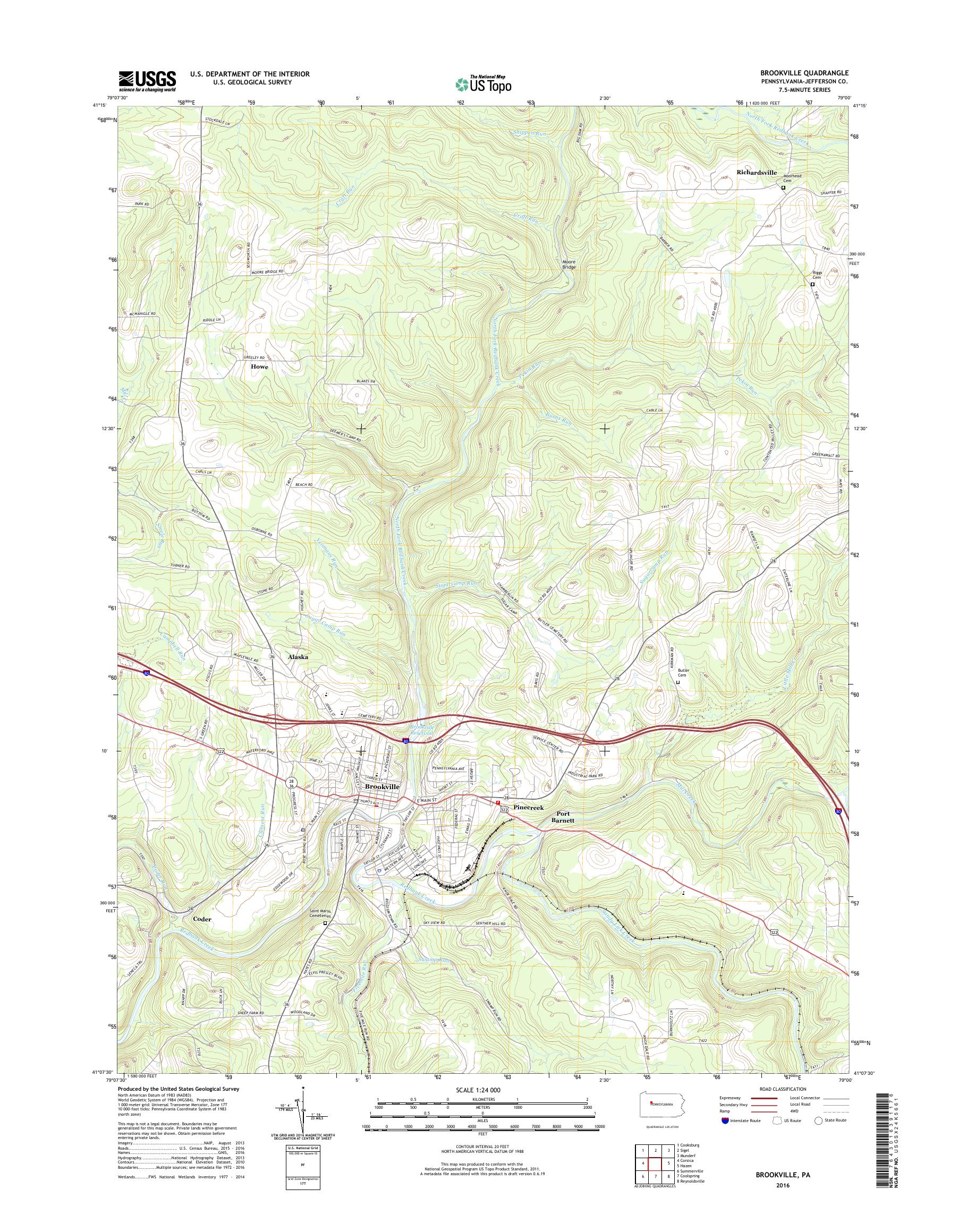 MyTopo Brookville, Pennsylvania USGS Quad Topo Map