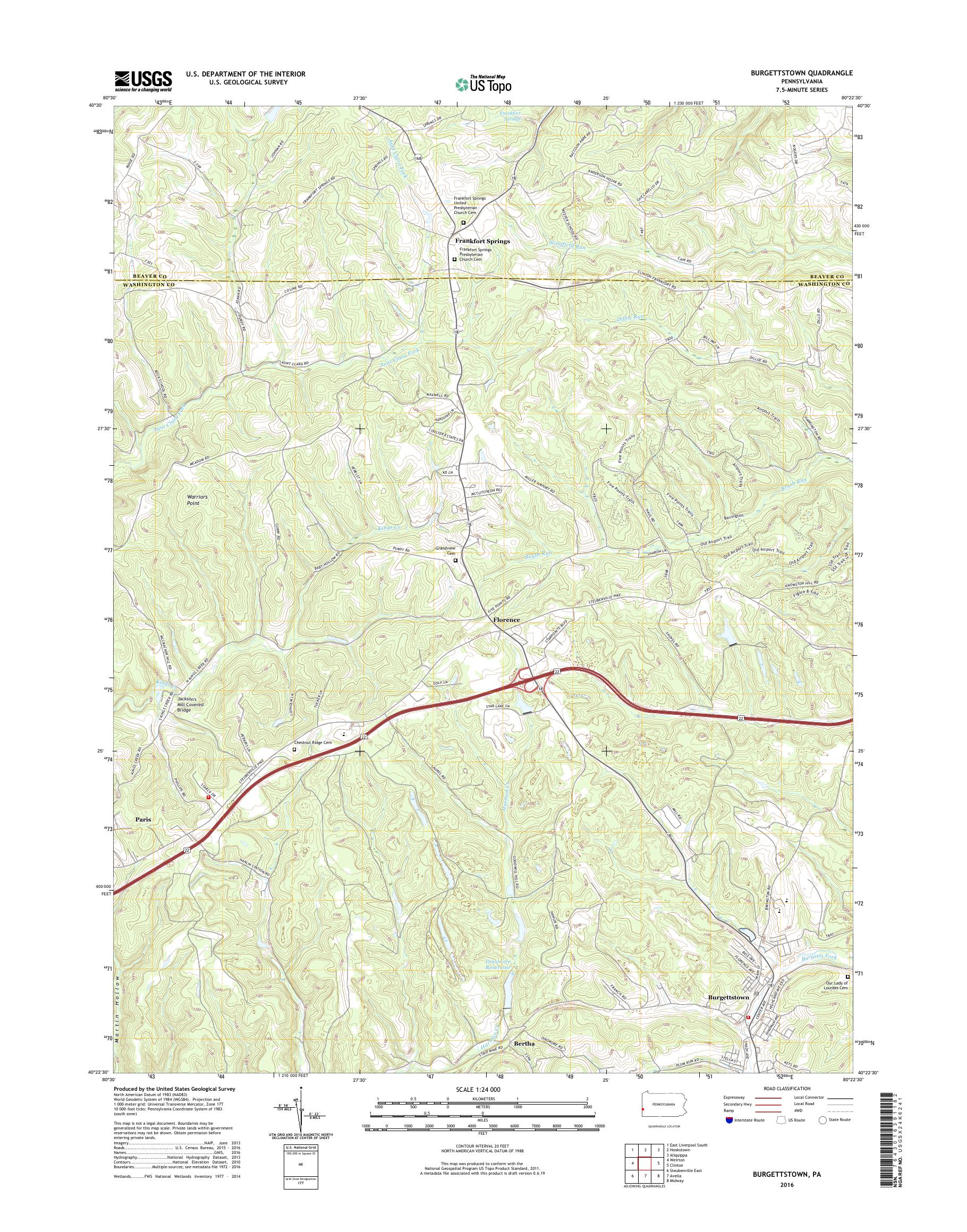 Mytopo burgettstown pennsylvania usgs quad topo map