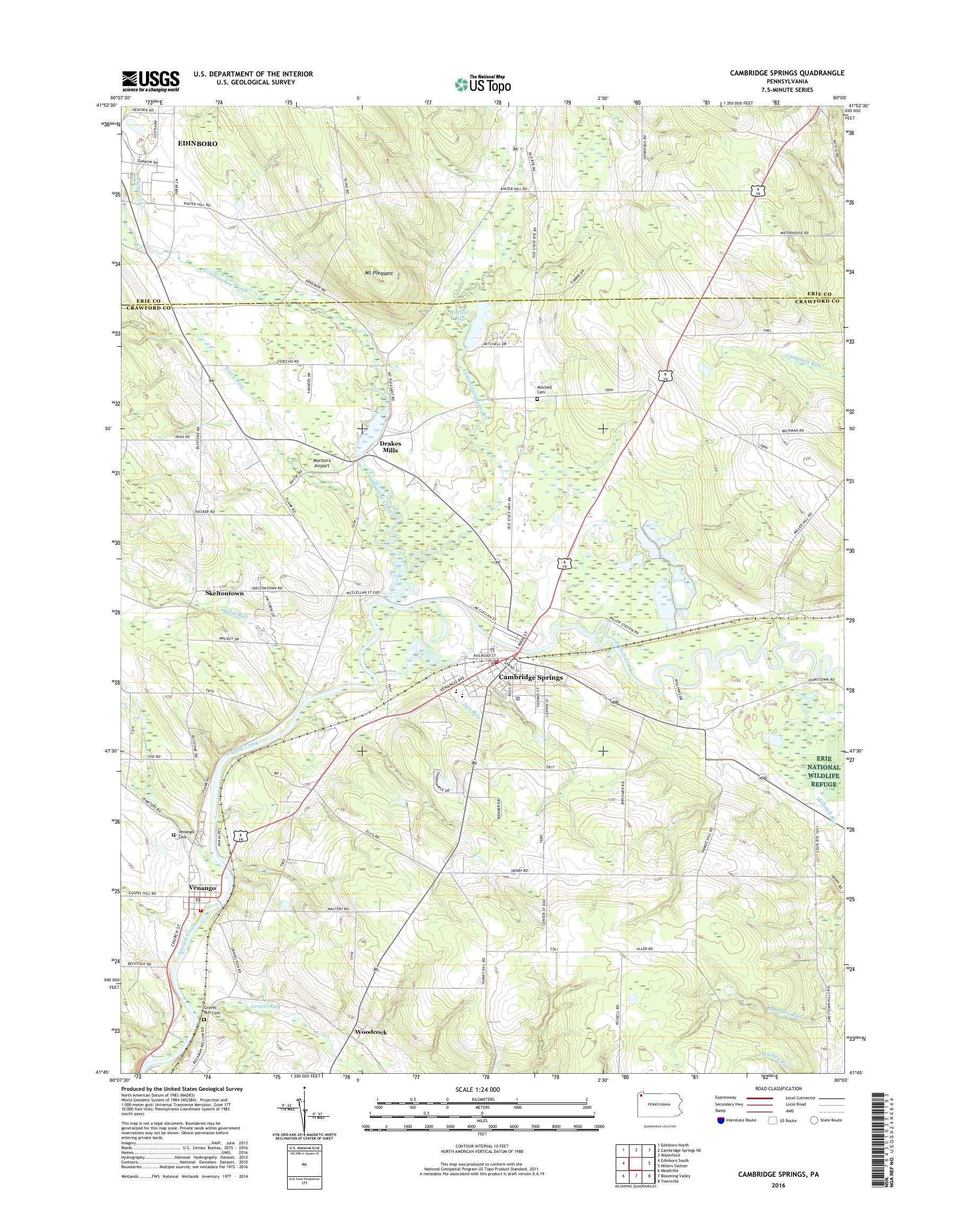 MyTopo Cambridge Springs, Pennsylvania USGS Quad Topo Map