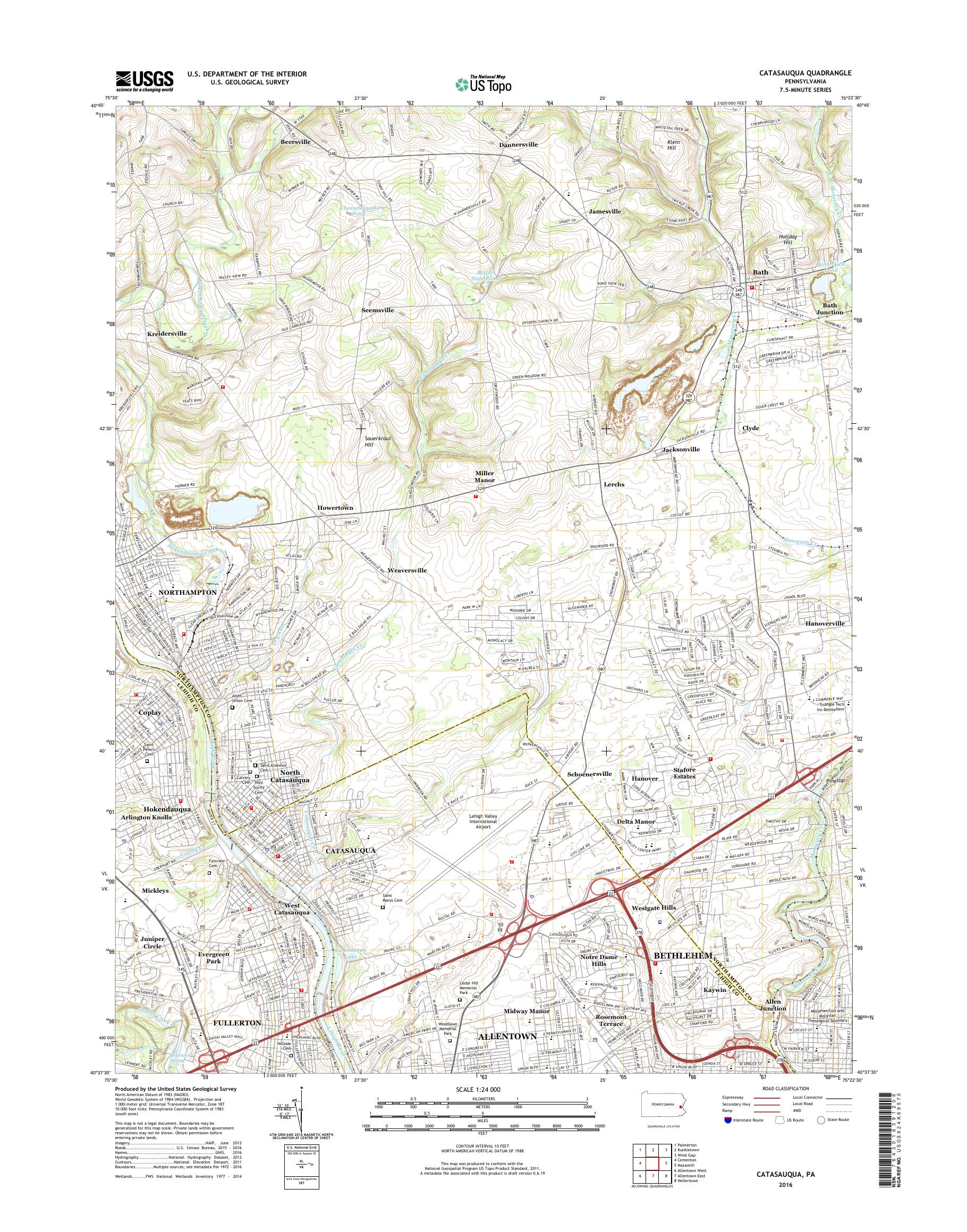 MyTopo Catasauqua, Pennsylvania USGS Quad Topo Map