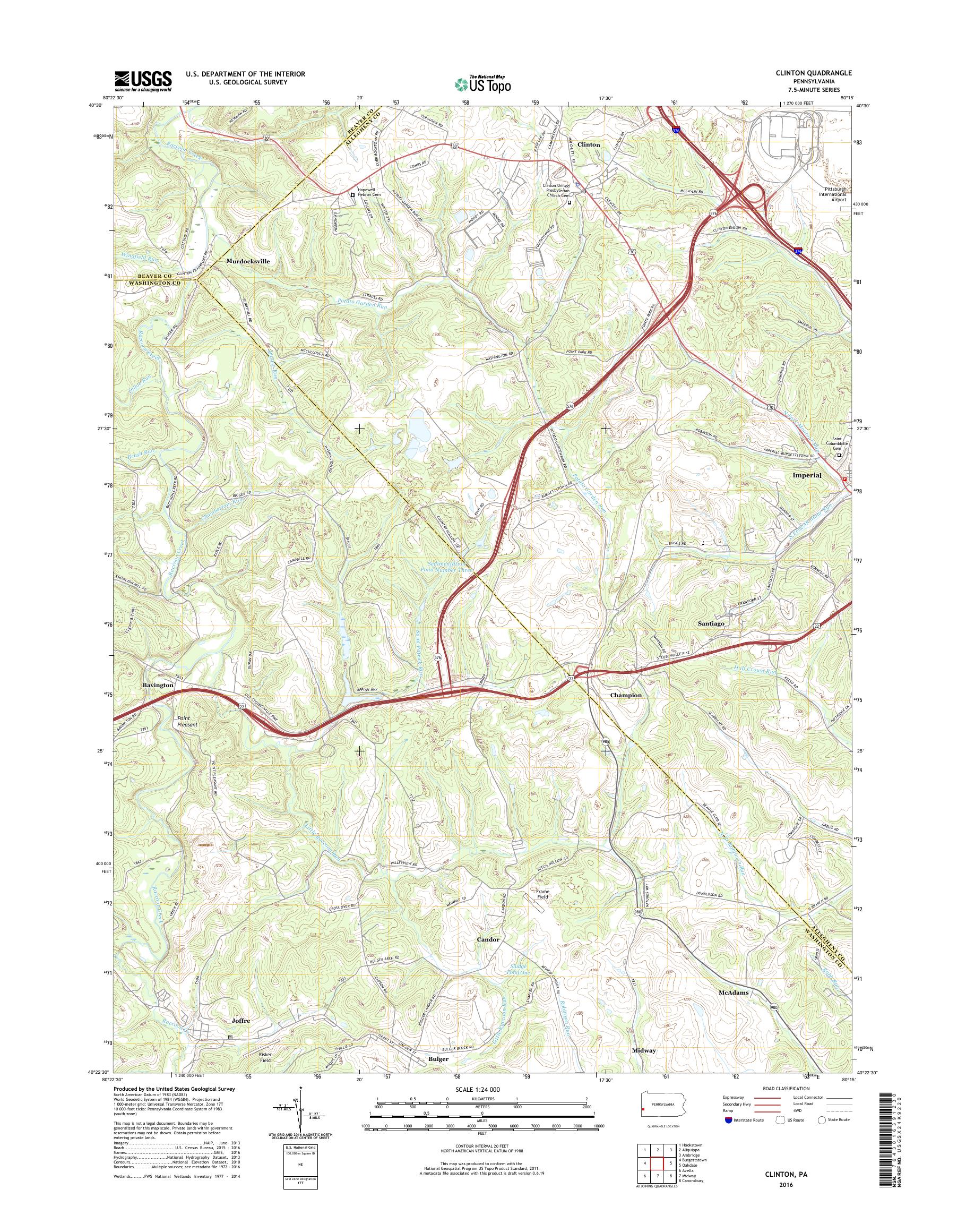 MyTopo Clinton, Pennsylvania USGS Quad Topo Map