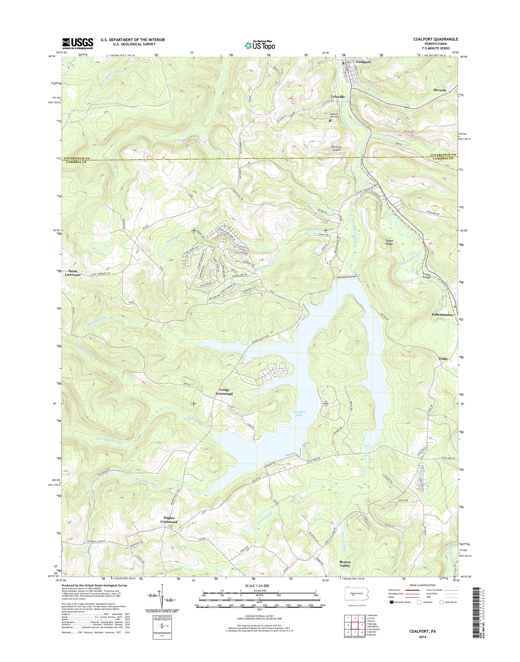 MyTopo Coalport, Pennsylvania USGS Quad Topo Map