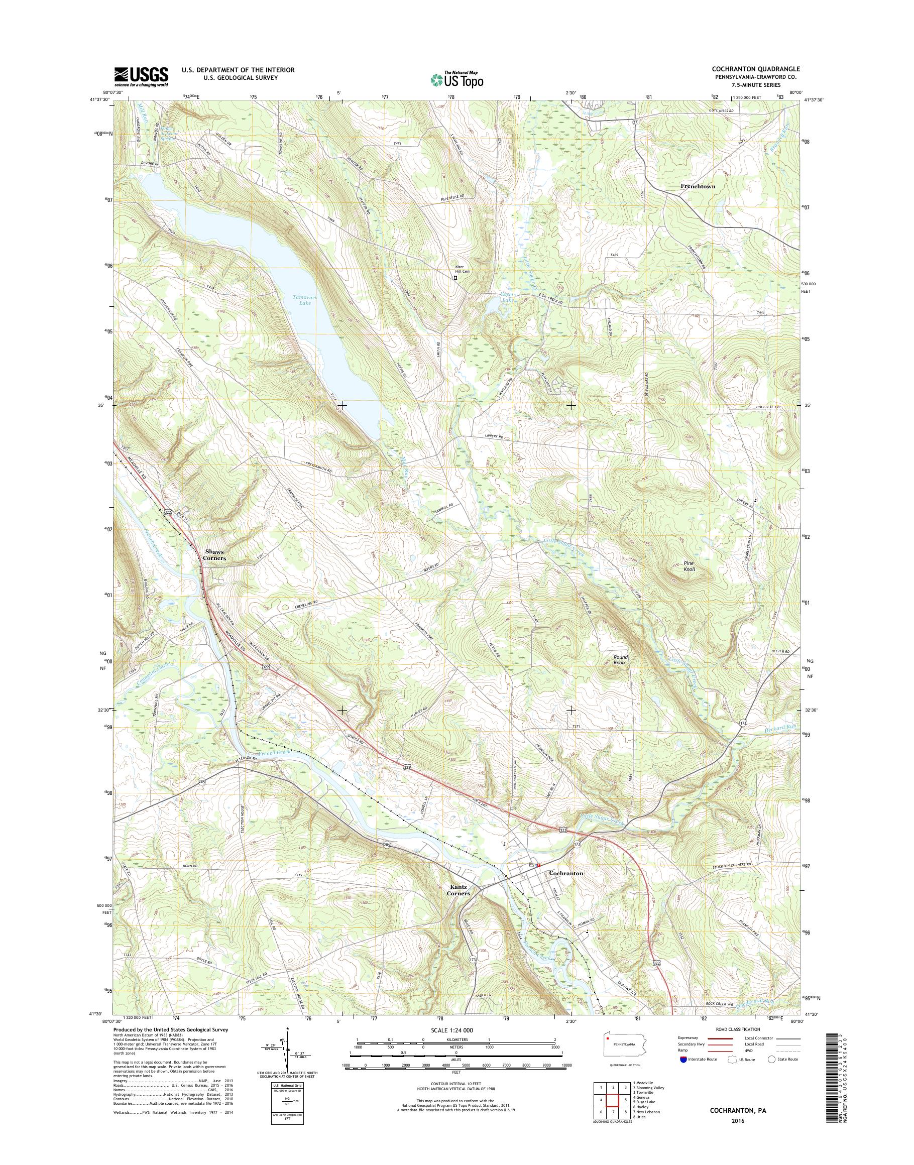 MyTopo Cochranton, Pennsylvania USGS Quad Topo Map