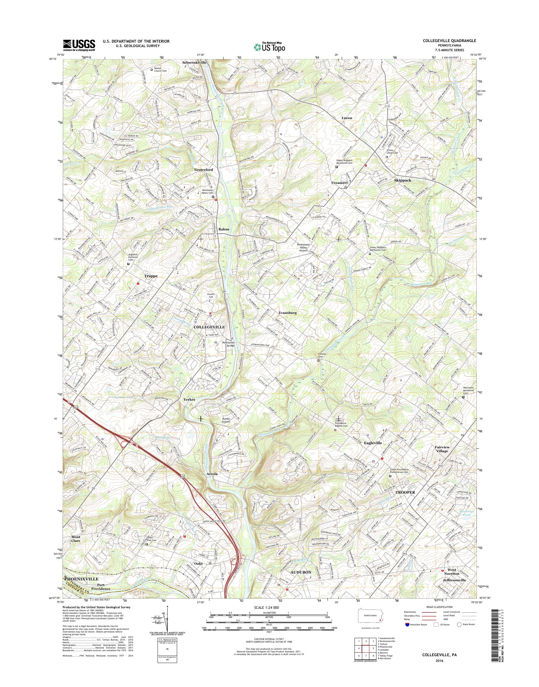 MyTopo Collegeville, Pennsylvania USGS Quad Topo Map