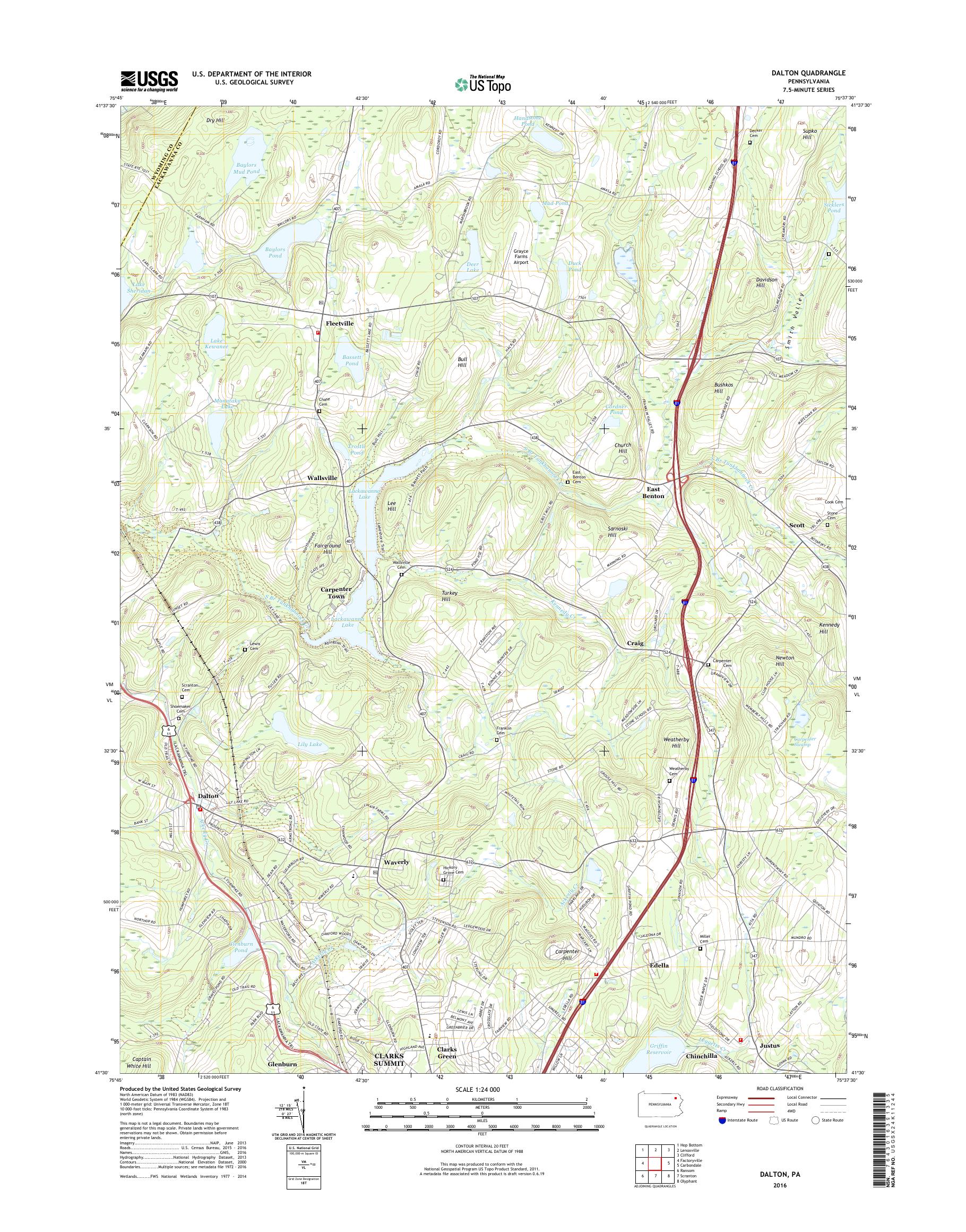 MyTopo Dalton, Pennsylvania USGS Quad Topo Map