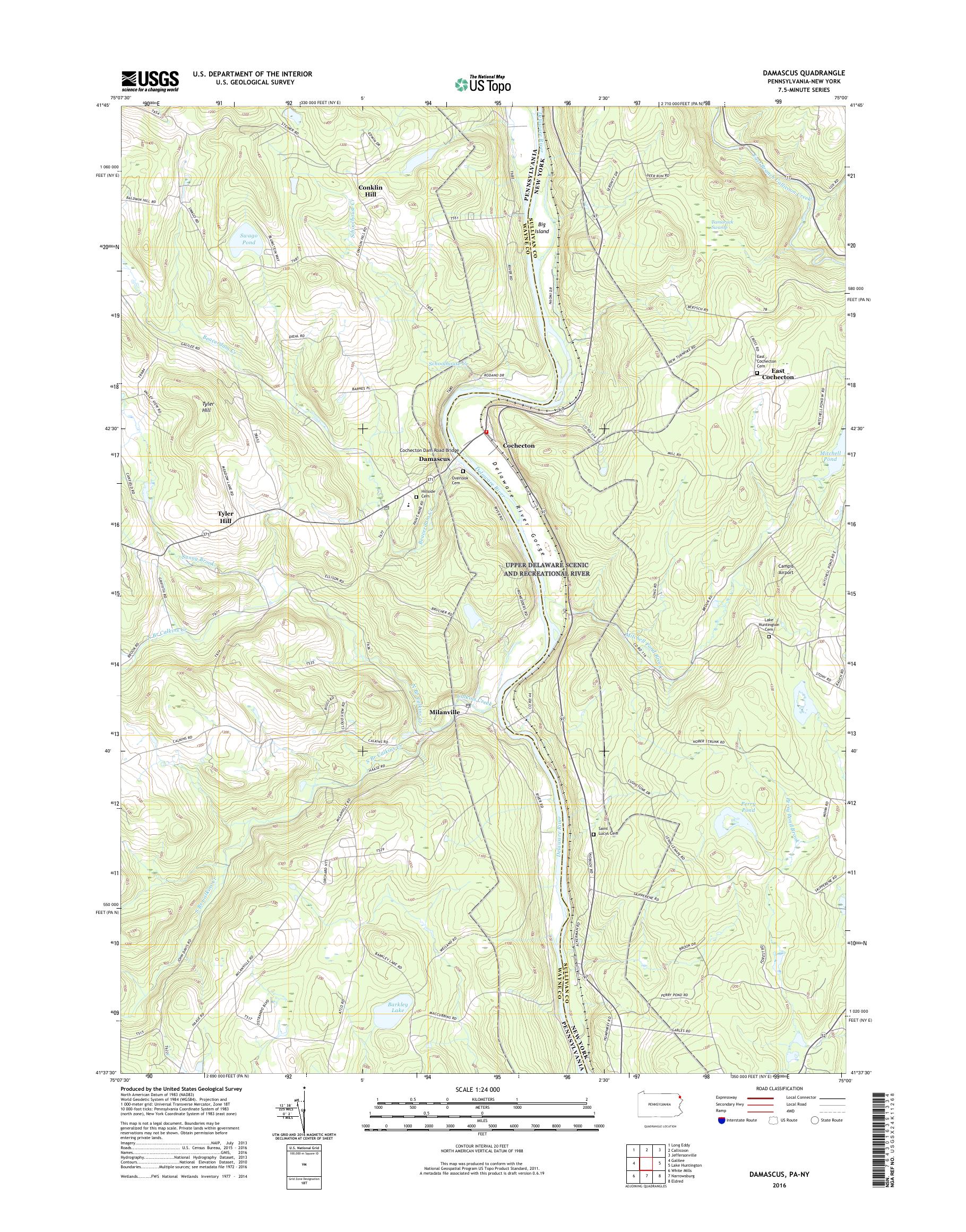 MyTopo Damascus, Pennsylvania USGS Quad Topo Map