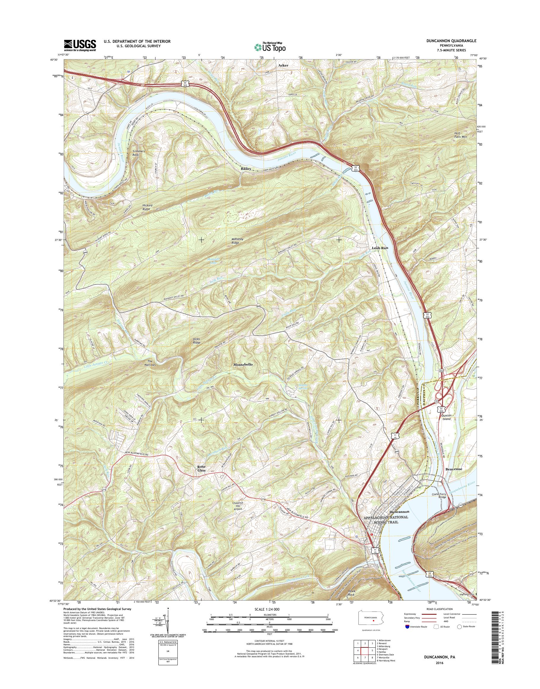MyTopo Duncannon, Pennsylvania USGS Quad Topo Map