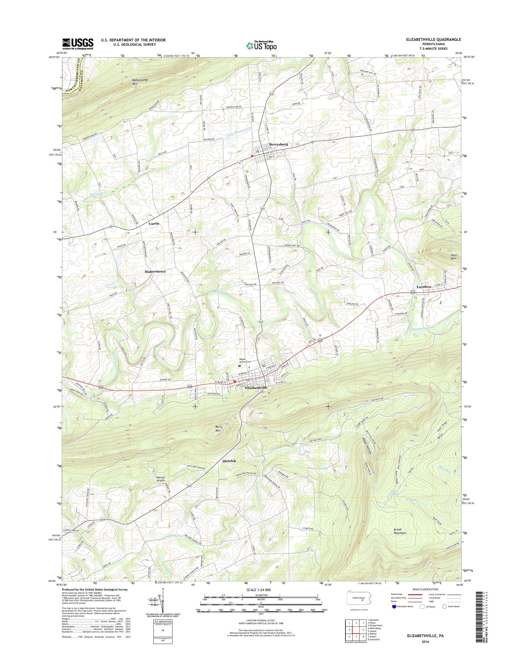 MyTopo Elizabethville, Pennsylvania USGS Quad Topo Map