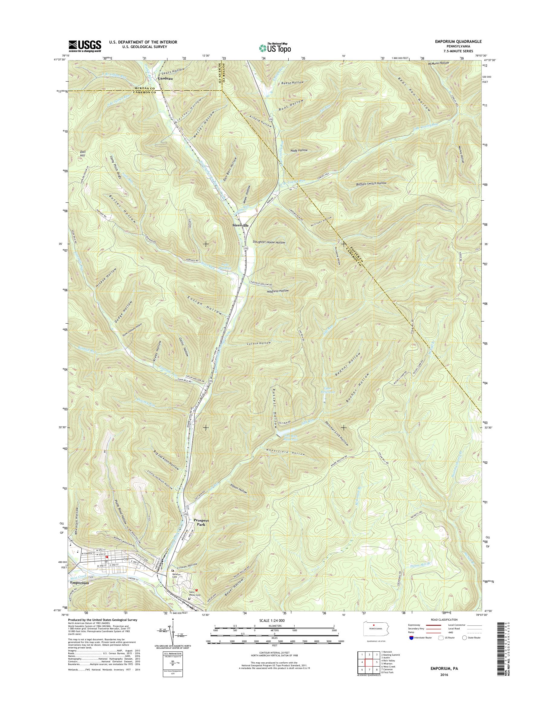 MyTopo Emporium, Pennsylvania USGS Quad Topo Map