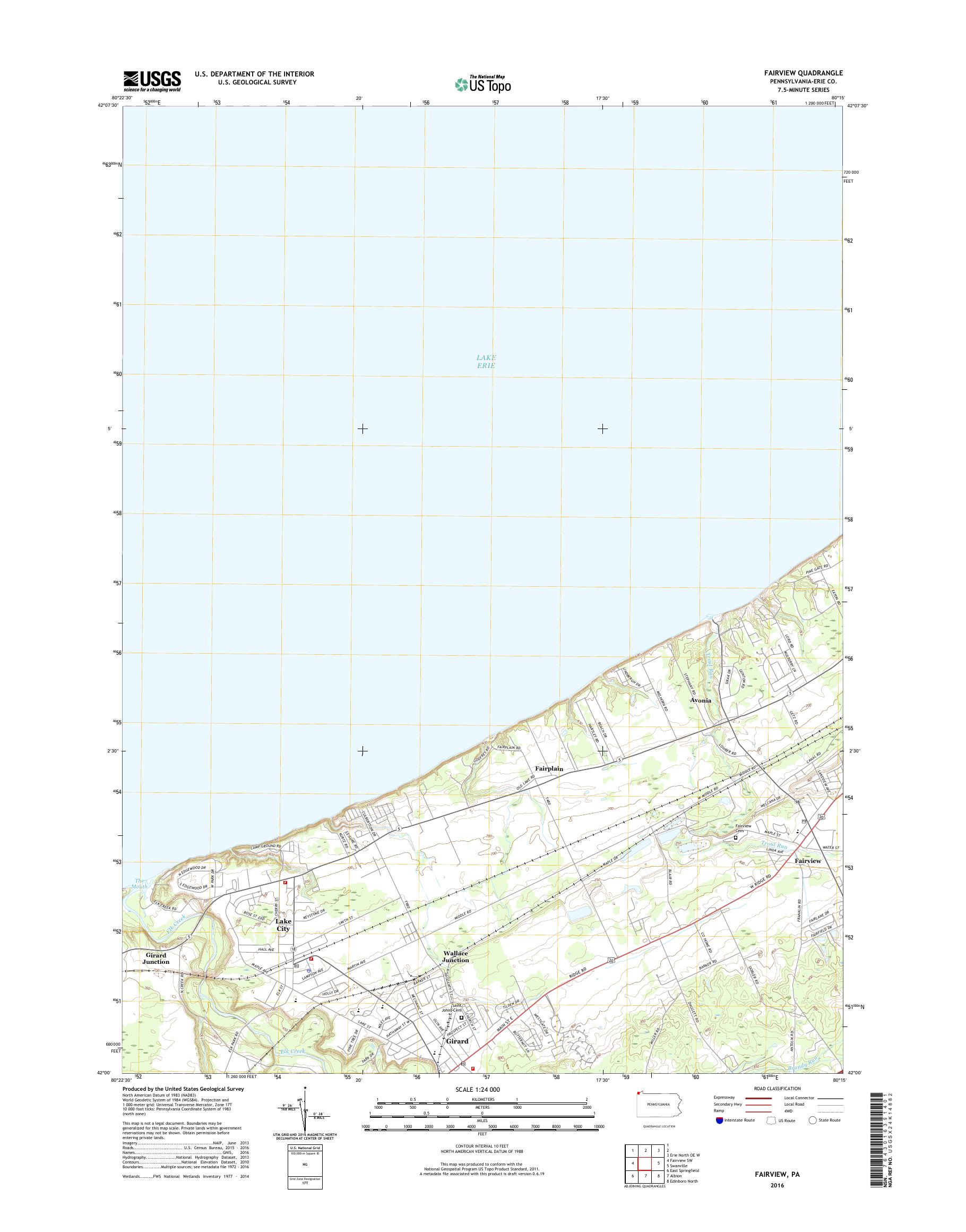 MyTopo Fairview, Pennsylvania USGS Quad Topo Map