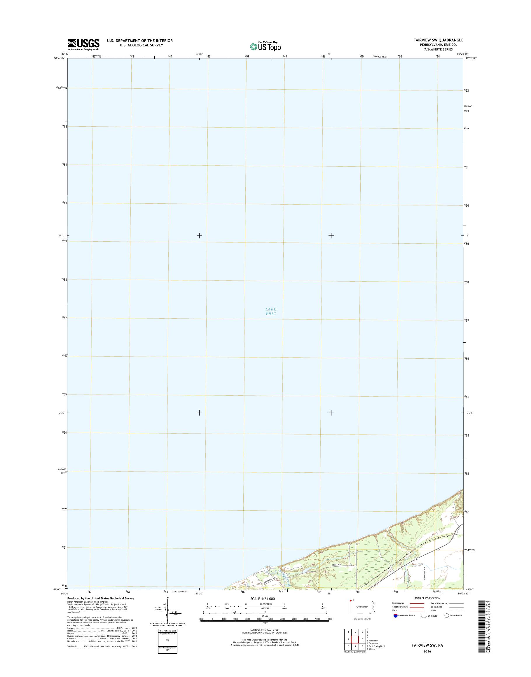 MyTopo Fairview Sw, Pennsylvania USGS Quad Topo Map
