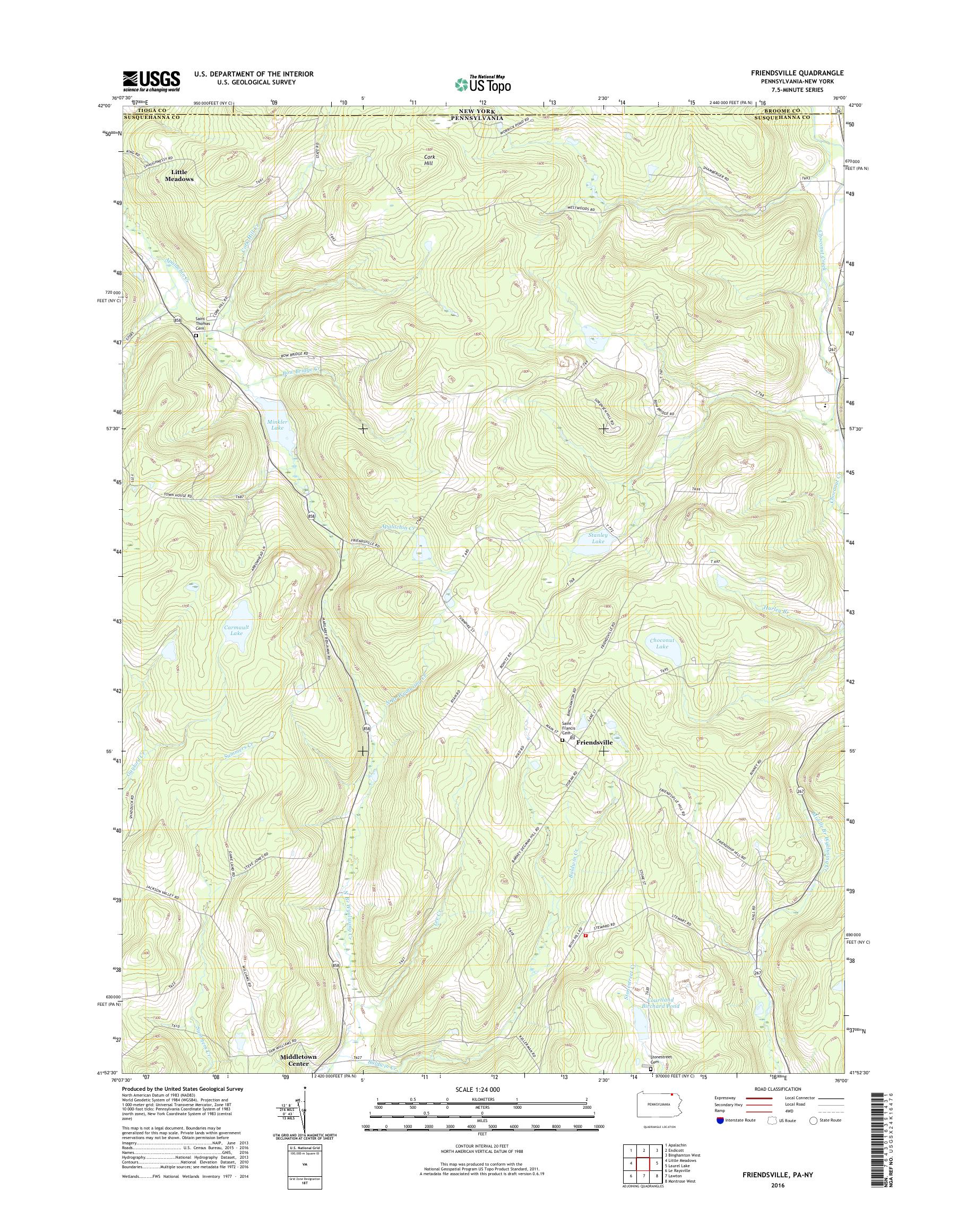 MyTopo Friendsville, Pennsylvania USGS Quad Topo Map