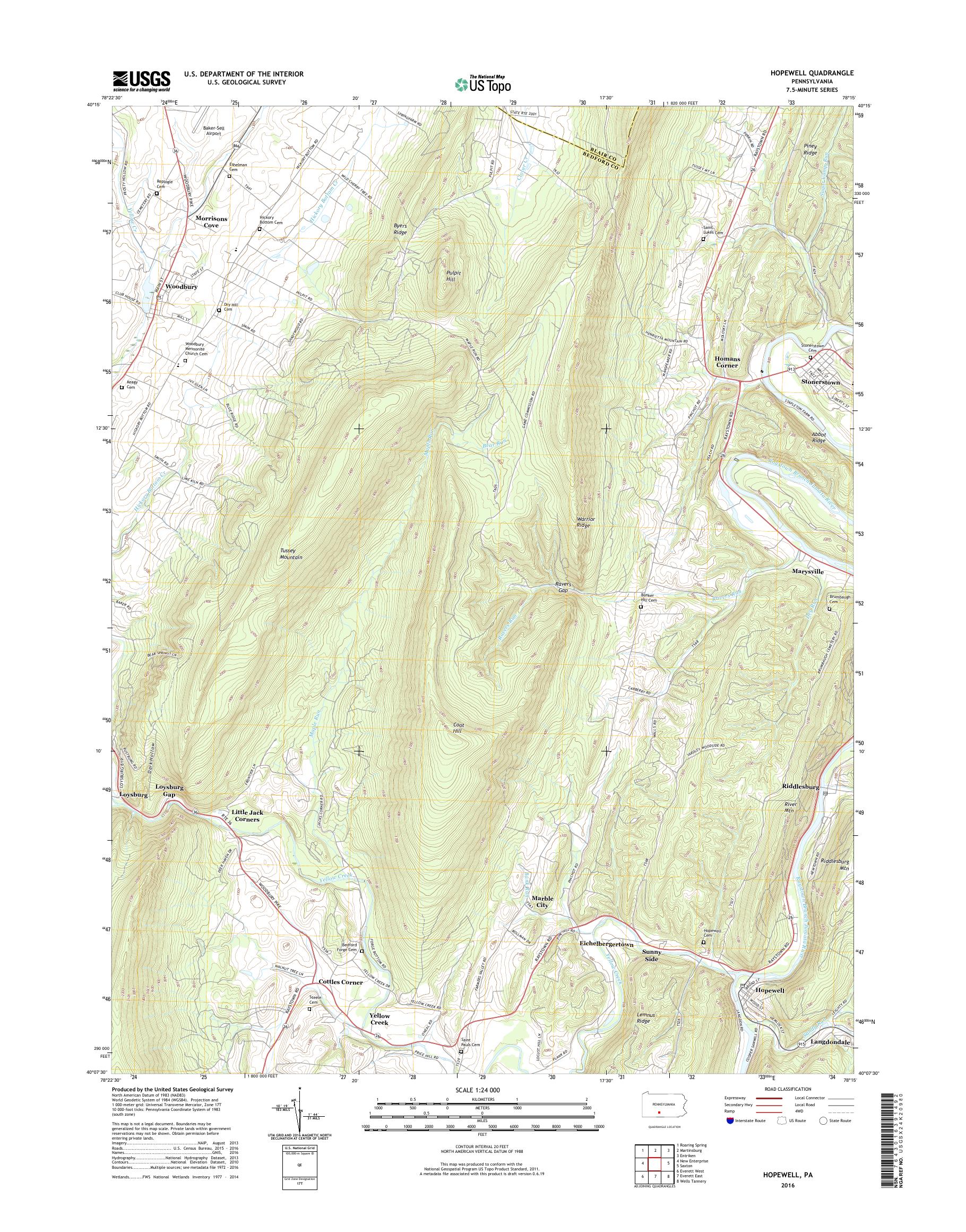 MyTopo Hopewell, Pennsylvania USGS Quad Topo Map