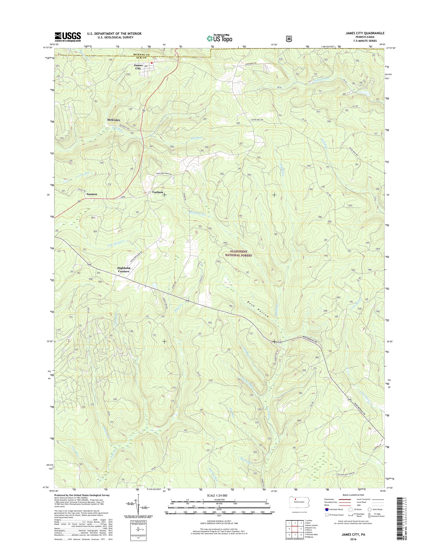 MyTopo James City, Pennsylvania USGS Quad Topo Map
