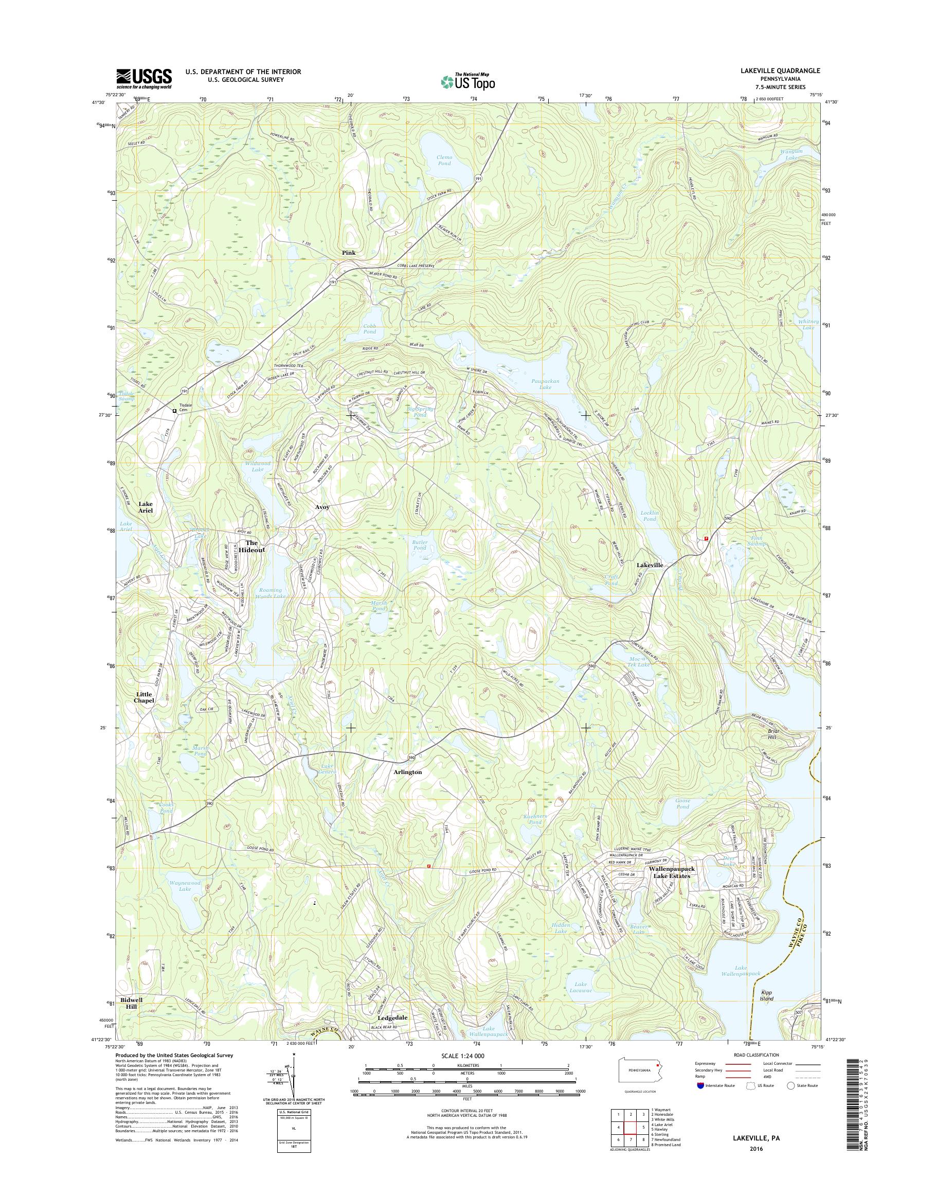 MyTopo Lakeville, Pennsylvania USGS Quad Topo Map