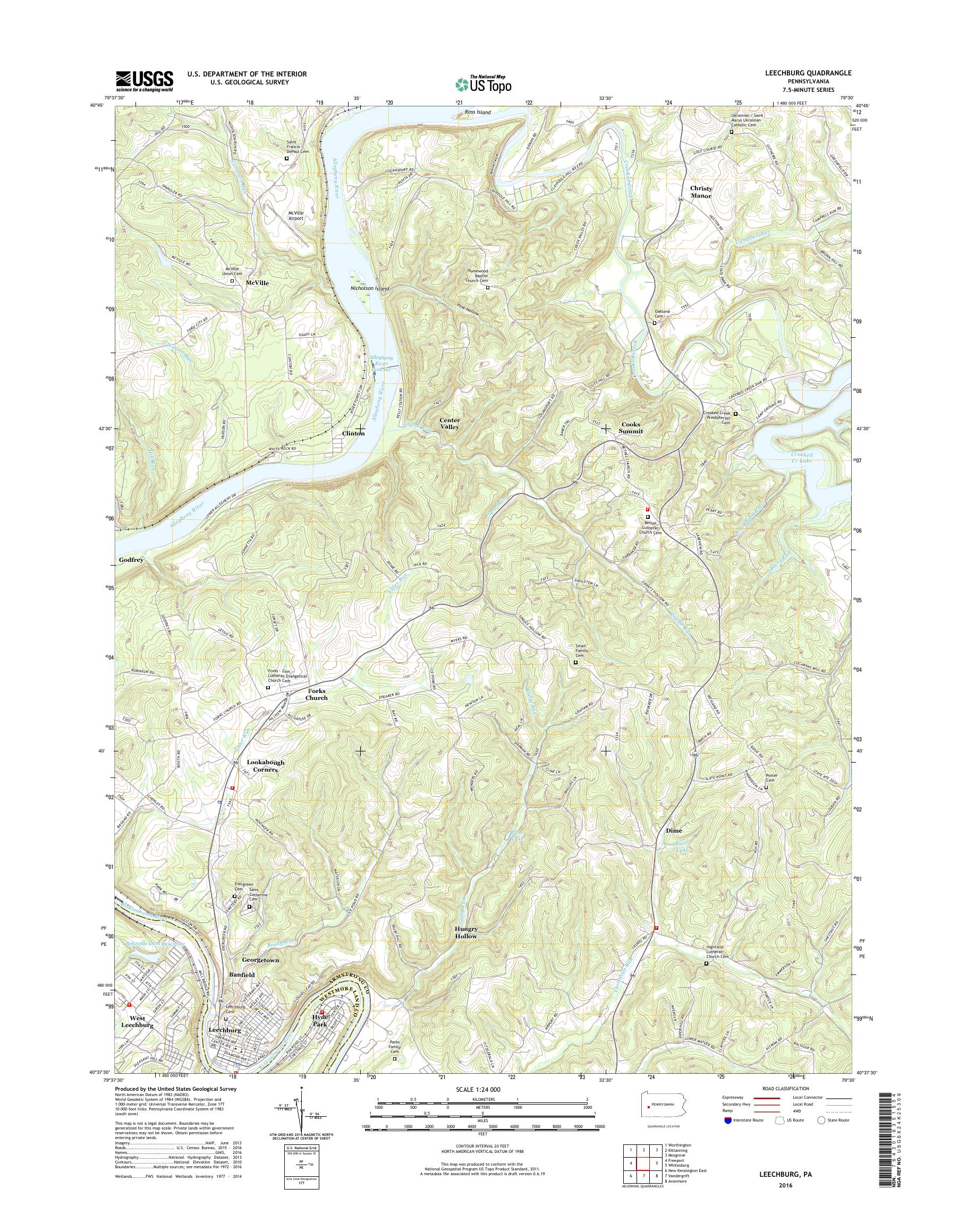 MyTopo Leechburg, Pennsylvania USGS Quad Topo Map