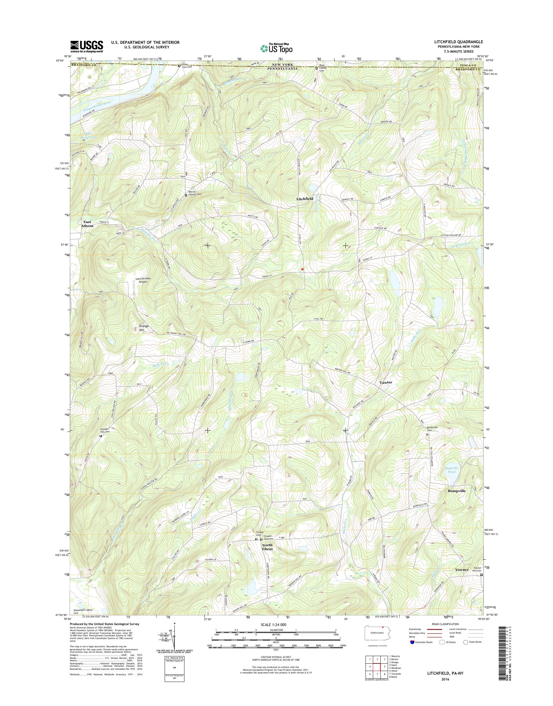 MyTopo Litchfield, Pennsylvania USGS Quad Topo Map