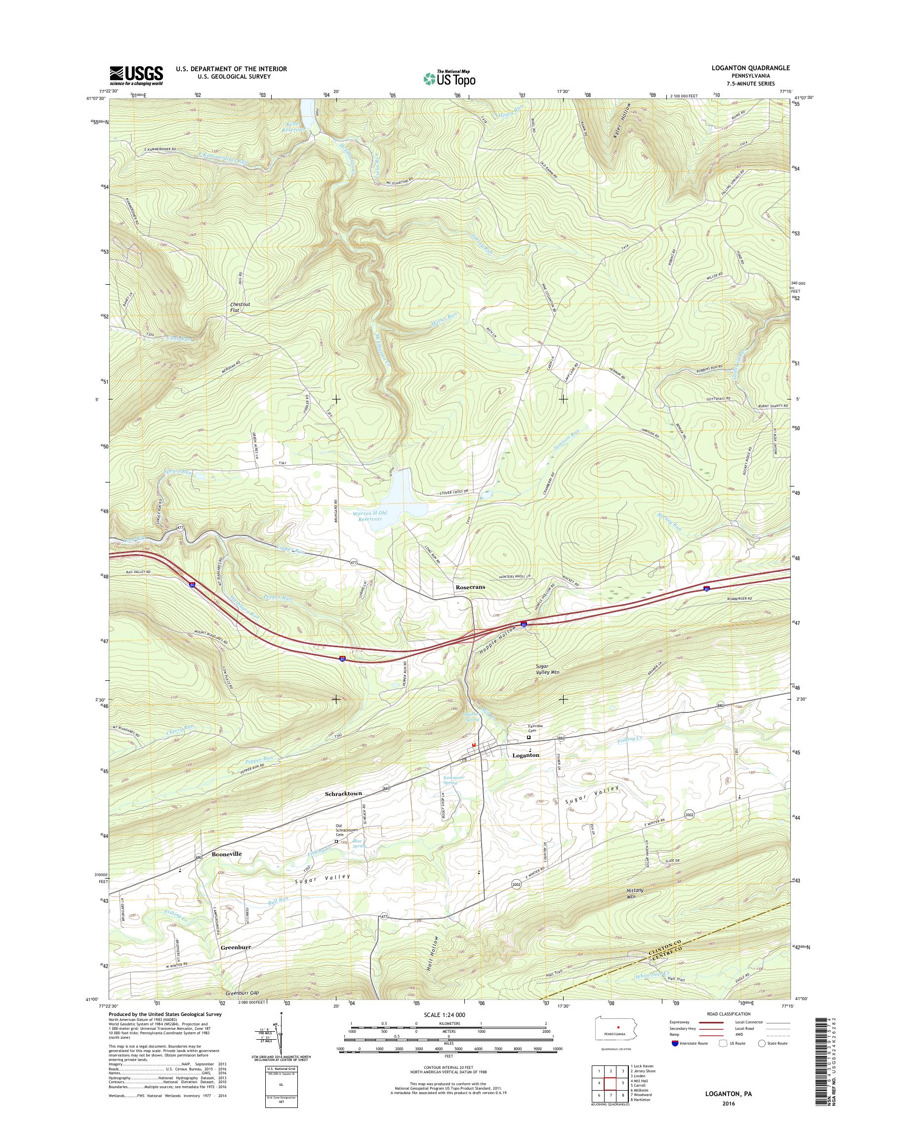 MyTopo Loganton, Pennsylvania USGS Quad Topo Map