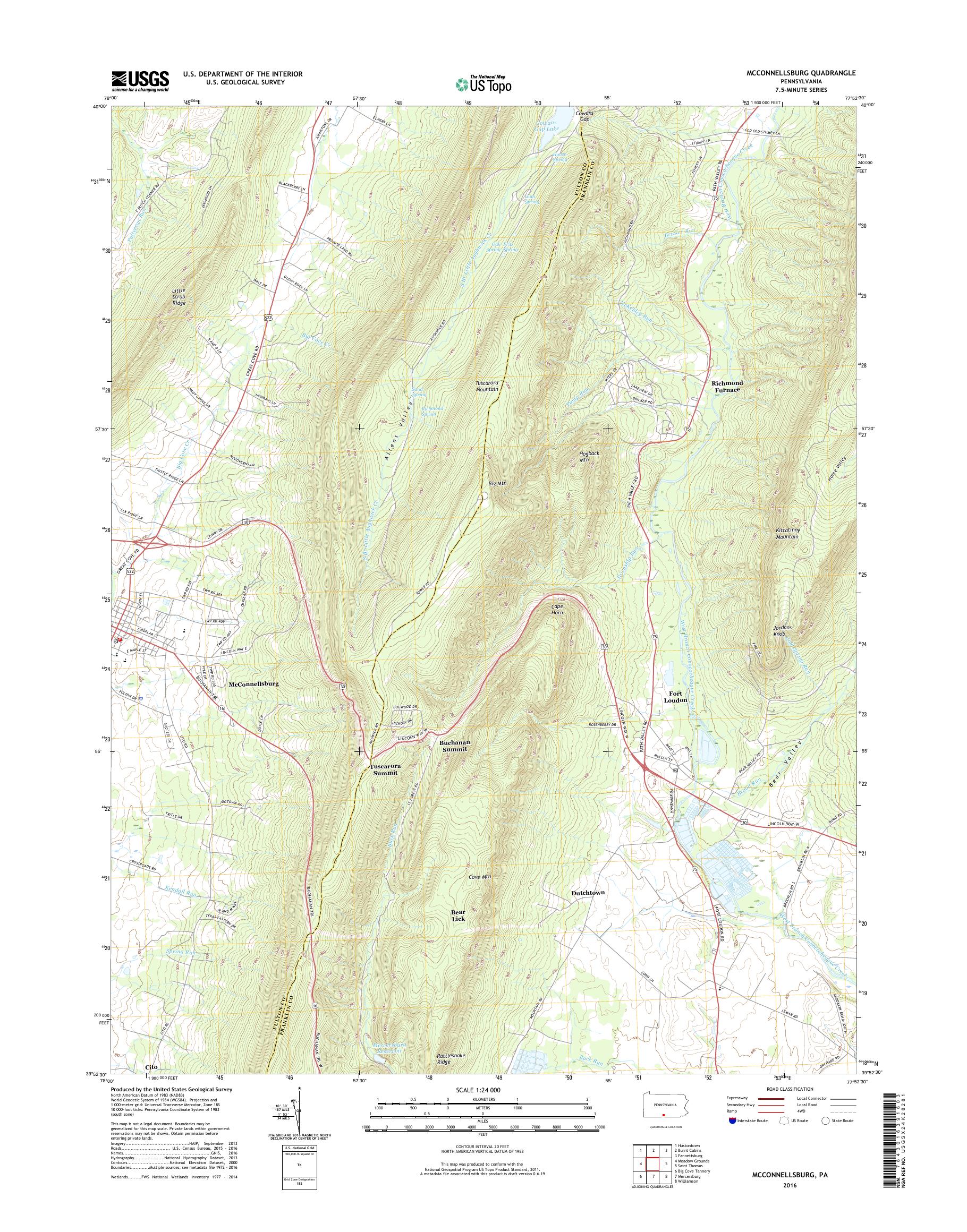 MyTopo McConnellsburg, Pennsylvania USGS Quad Topo Map