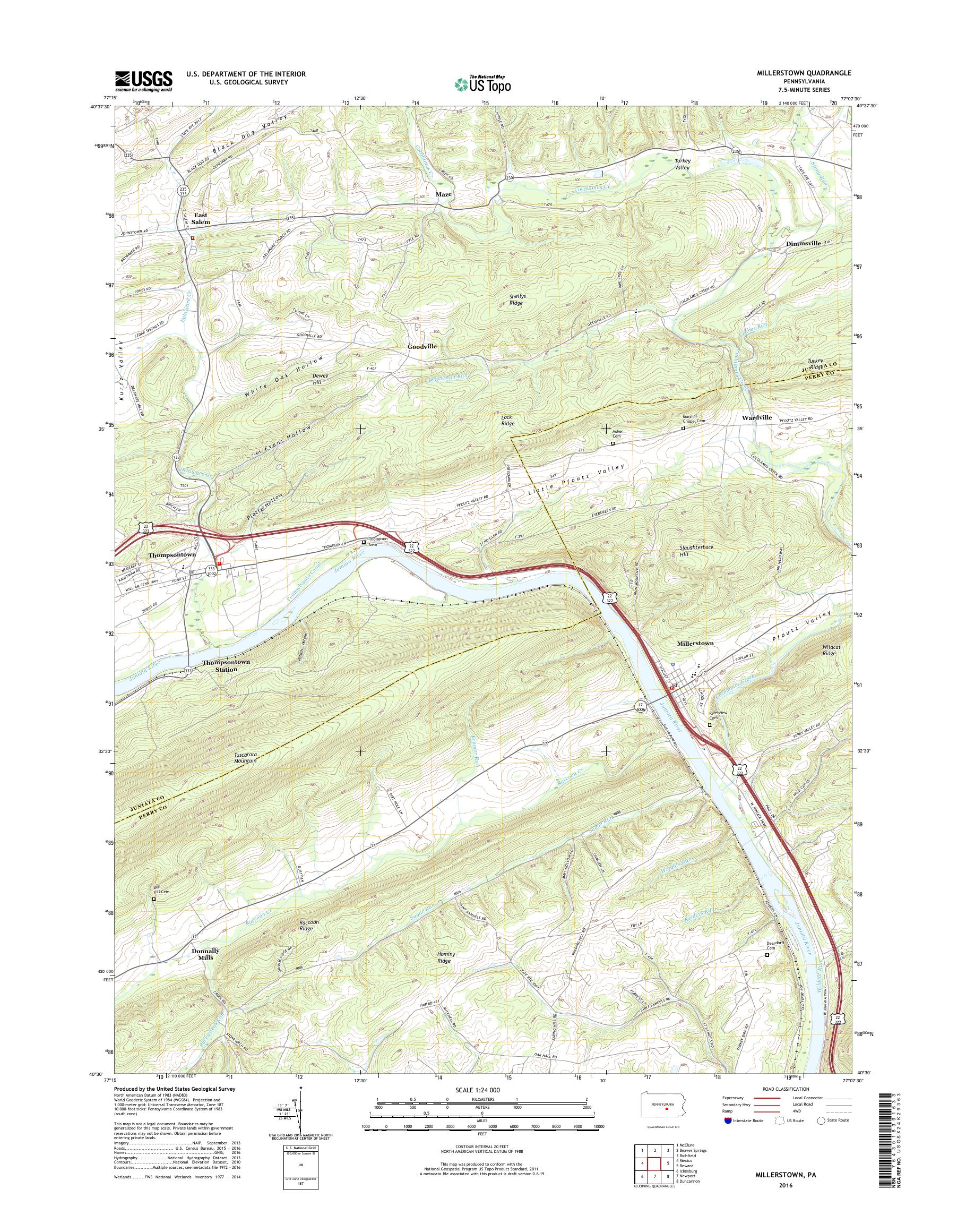 MyTopo Millerstown, Pennsylvania USGS Quad Topo Map