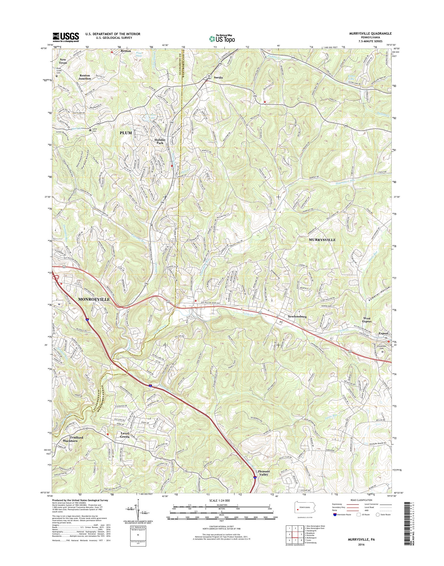 MyTopo Murrysville, Pennsylvania USGS Quad Topo Map