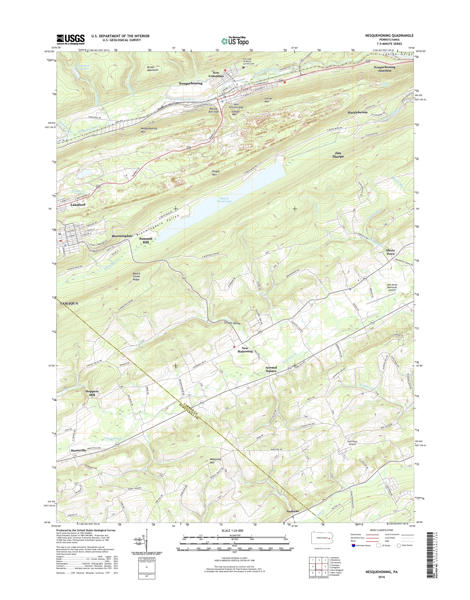 MyTopo Nesquehoning, Pennsylvania USGS Quad Topo Map