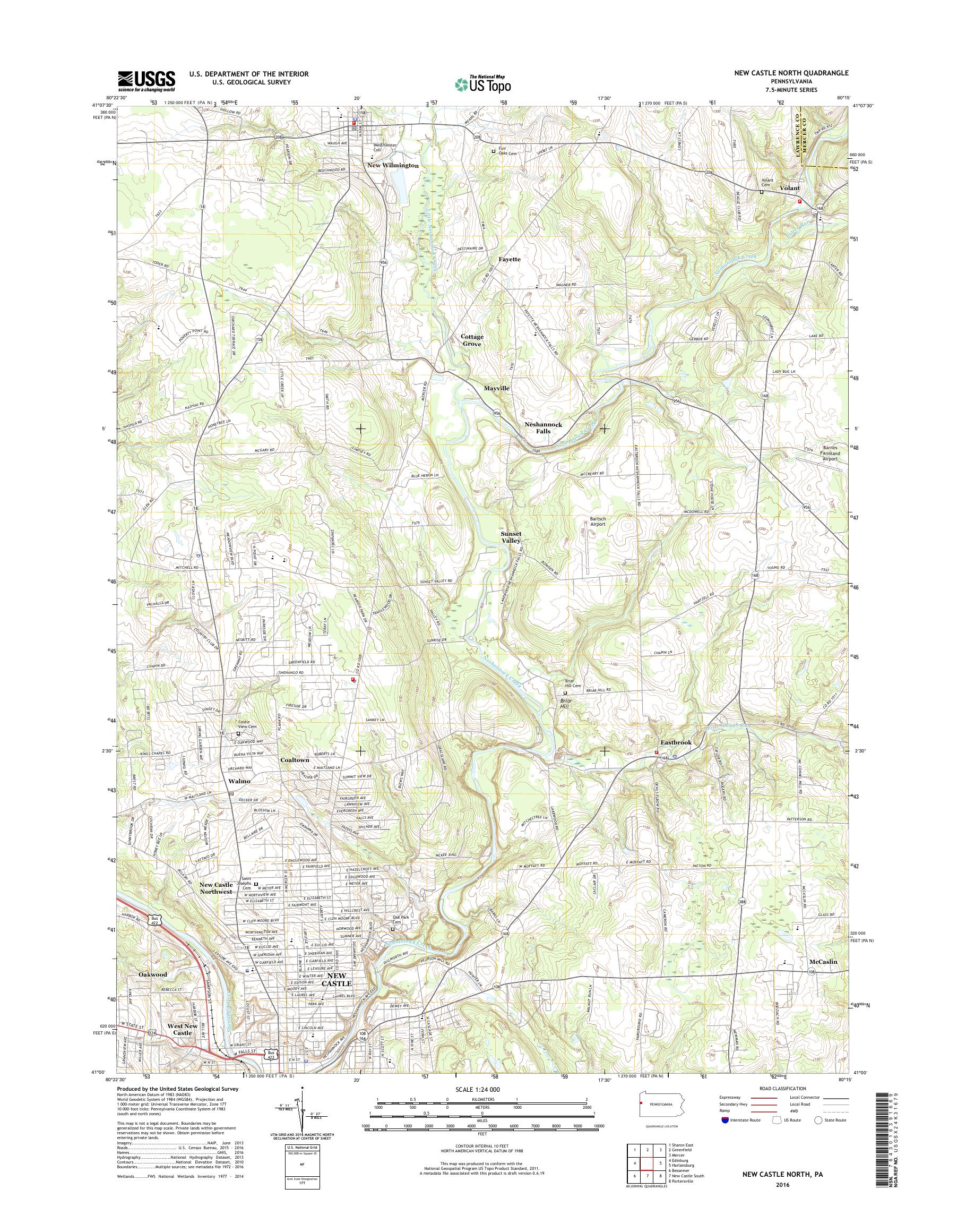 MyTopo New Castle North, Pennsylvania USGS Quad Topo Map