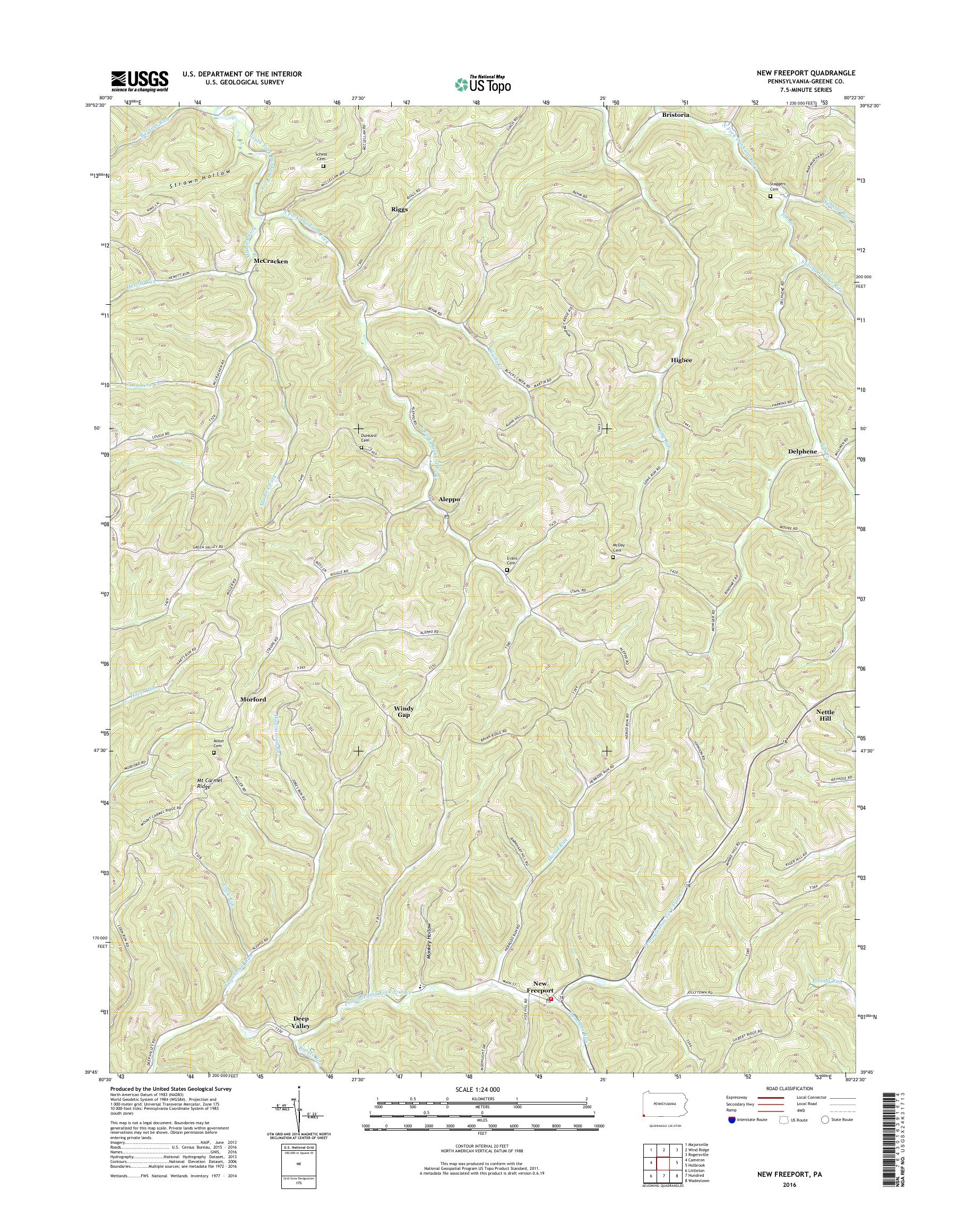 MyTopo New Freeport, Pennsylvania USGS Quad Topo Map